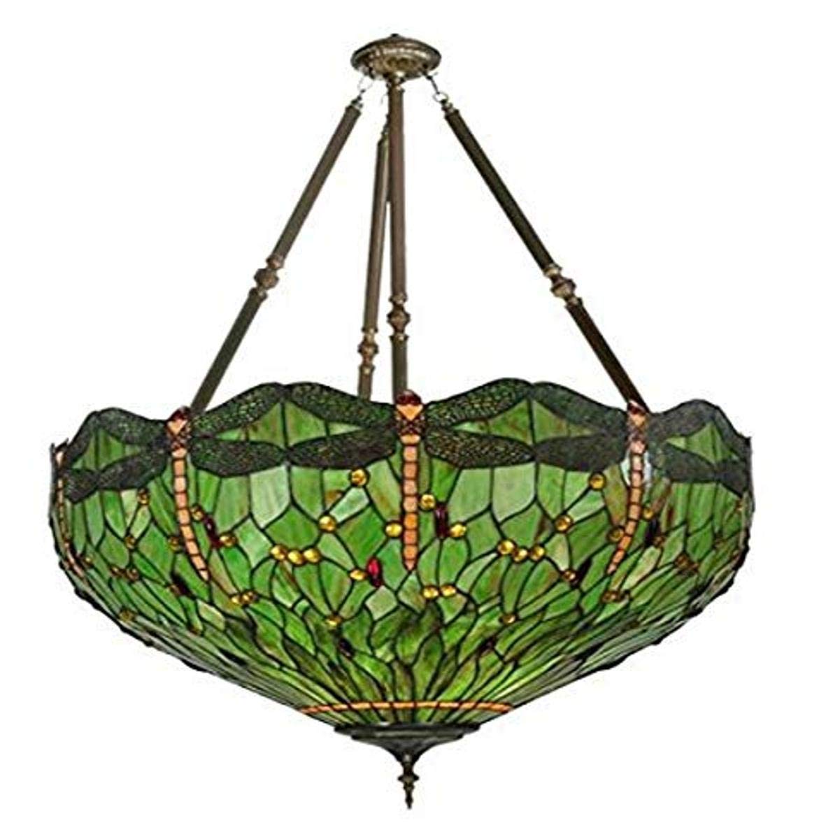Meyda Tiffany Dragonfly 5Lt Pendant, Mahogany Bronze With Stained Glass, Custom Lighting