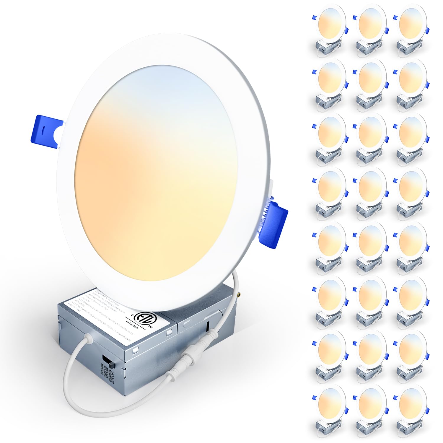 Veriligt 24 Pack 6 Inch 5CCT LED Recessed Light, Silm Canless Recessed Lighting, Dimmable, Damp Rated, 2700K-5000K Selectable, W