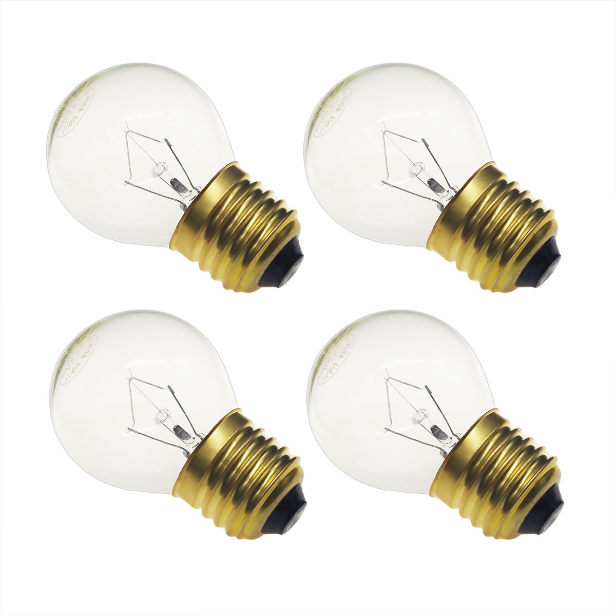 Jslinter 40W High Temp Oven Light Bulb - Clear Glass, E26/E27 Base, 415 Lumens, 4-Pack, White