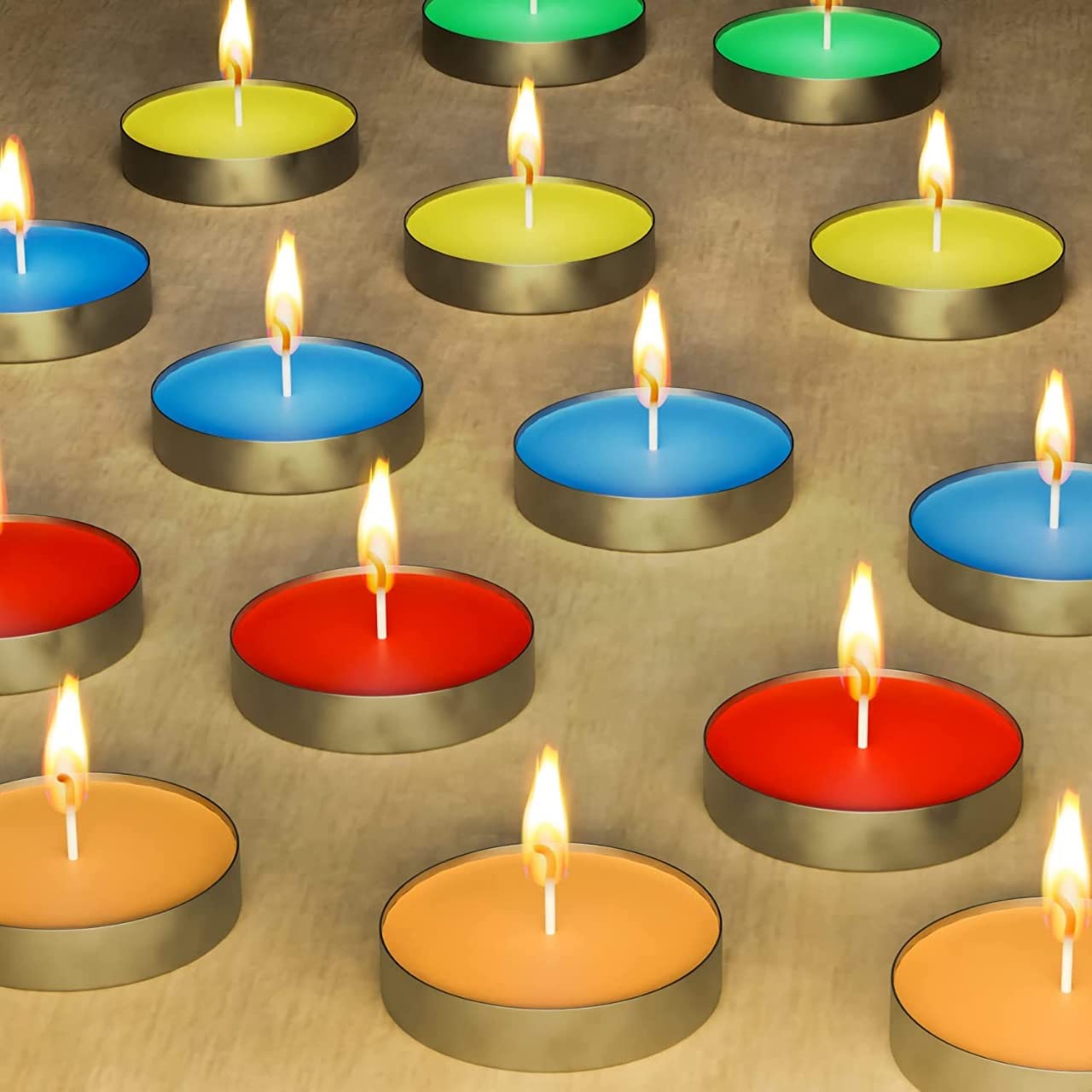 Yathart Multi-Purpose Candles for Home Decorative Smokeless Pack of 100 Pcs Diya Tealight Candle Set (Multicolor, Scented Fragra