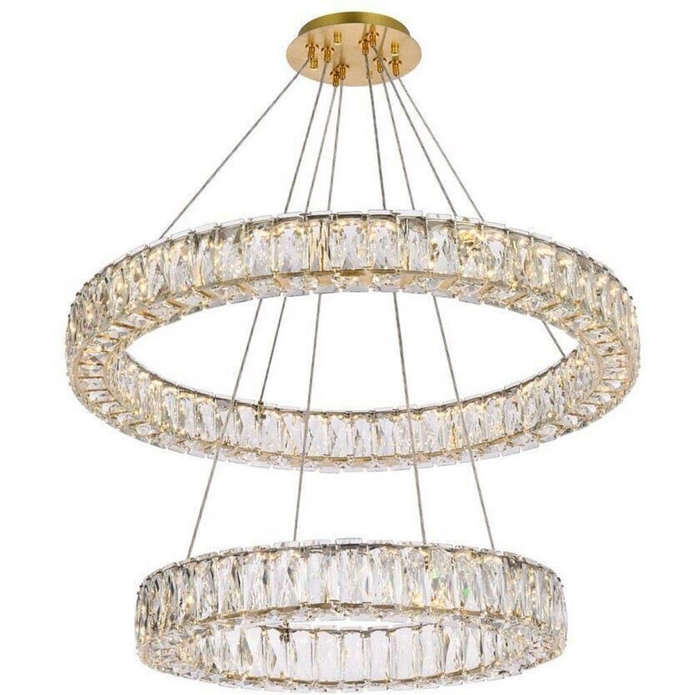 Elegant Lighting Monroe 28 inch LED Double Ring Chandelier in Gold