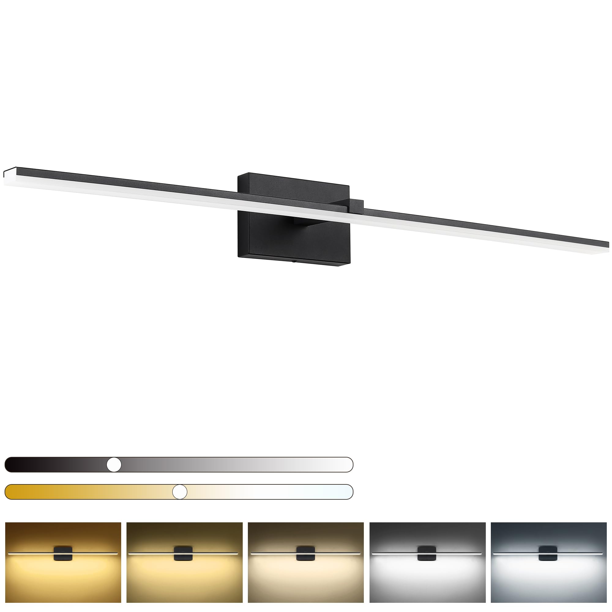 Zuzito 40In Bathroom Light Fixtures Black, Modern Led Vanity Lights Bar For Bathroom 5Cct Dimmable, 28W Lighting Fixtures For Ba