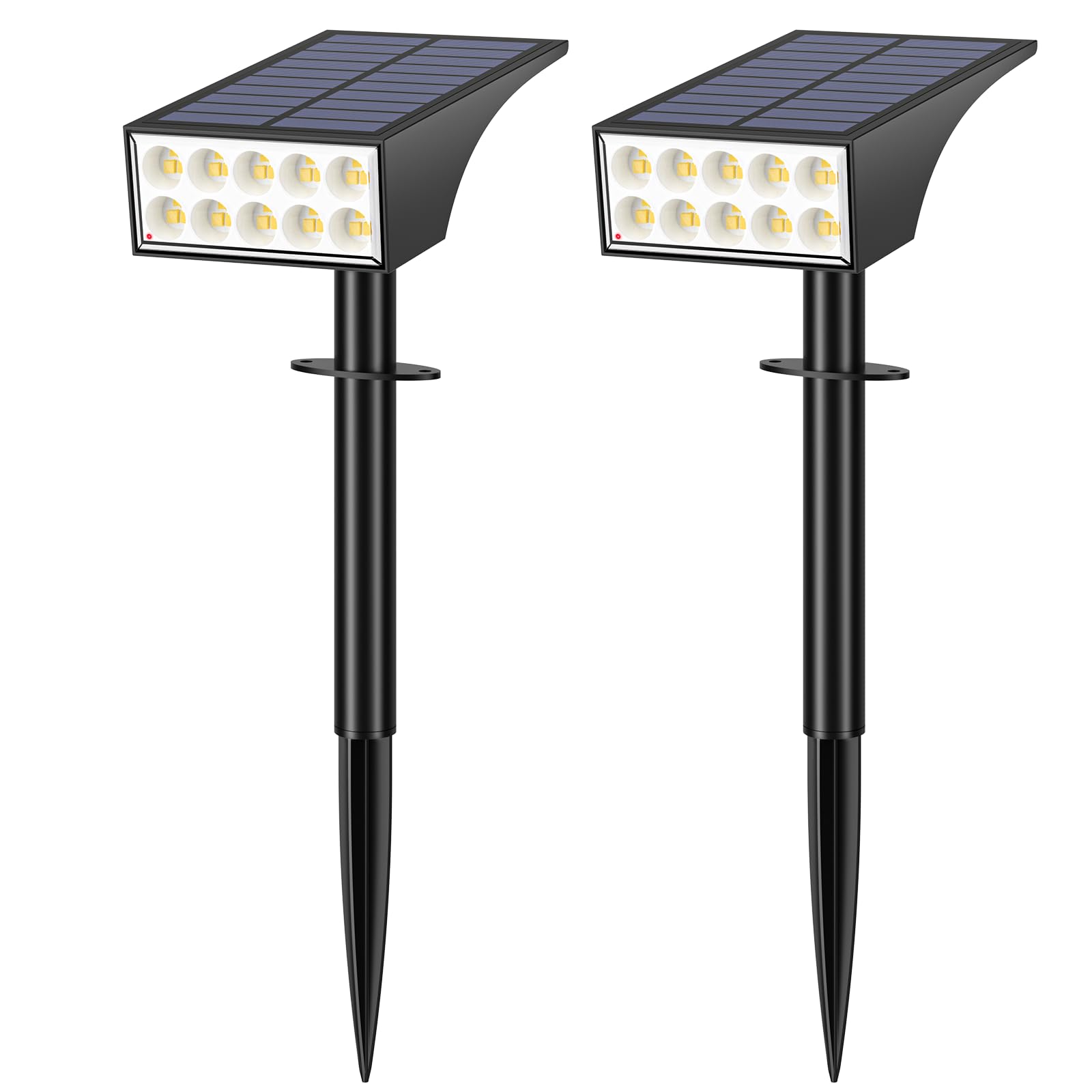 WENATY Solar Spot Lights Outdoor, Bright LEDs, Waterproof IP65, 2 Pack, Warm White, Acrylonitrile Butadiene Styrene & Monocrystalline Silicon