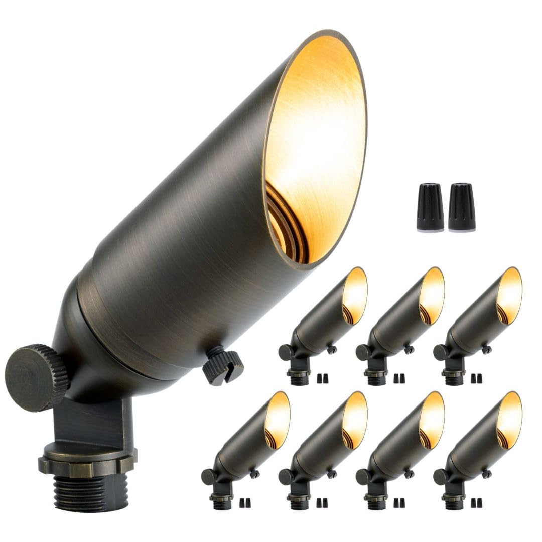 Gardenreet Brass Spot Light 12V - Outdoor Landscape Spotlights Low Voltage, Low Wattage LED Landscaping Uplights, All Weather Ha