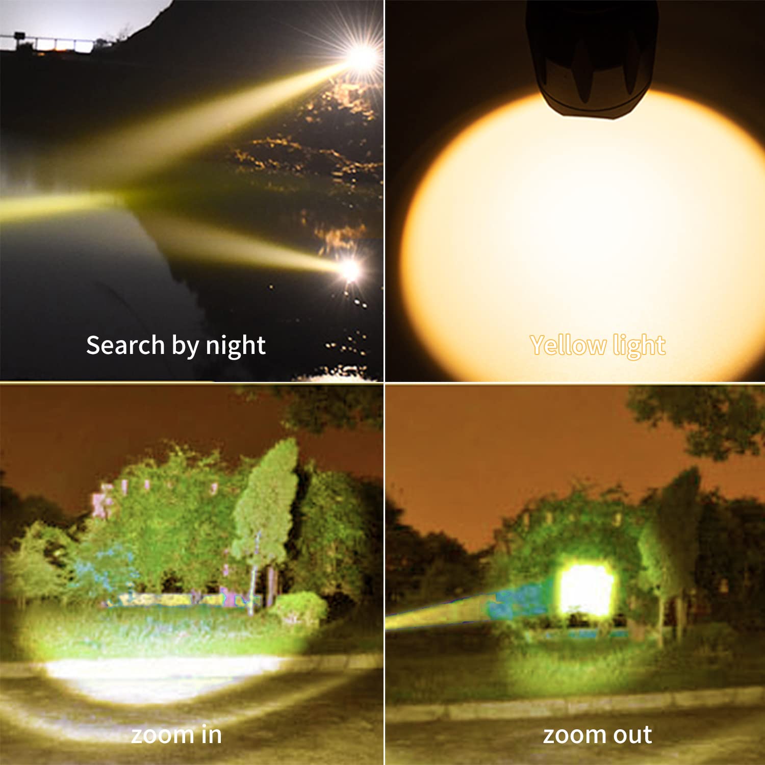 Yzyoe Red Light Tactical Flashlight Rechargeable,1800K Warm Light For Eye Care, Photography Fill Light, 4 In 1 White Light And Y