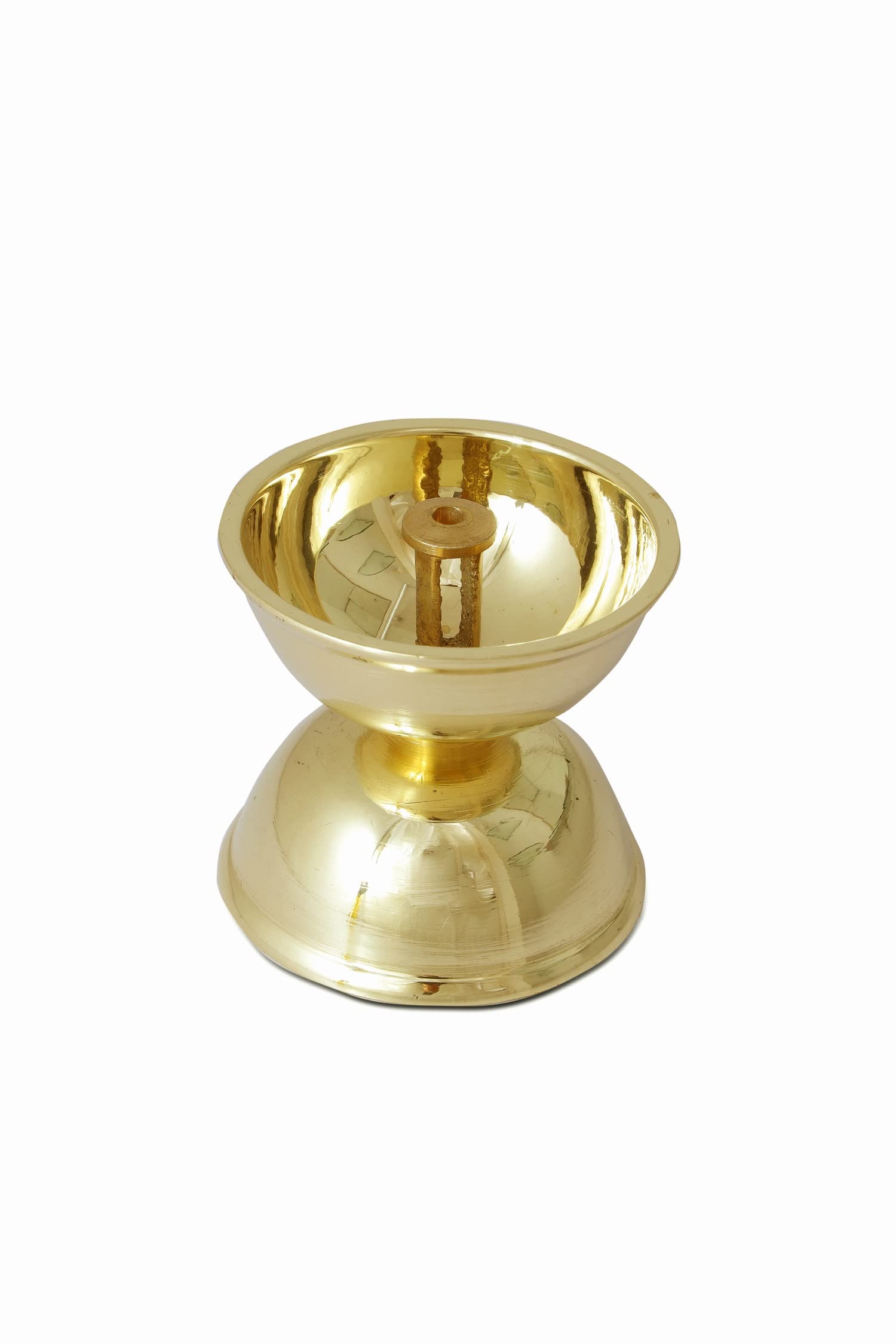 DMIs Beautiful Traditional Niranjan Brass Diya Also Known as Deepa or Diva with a Wick Stand in Centre