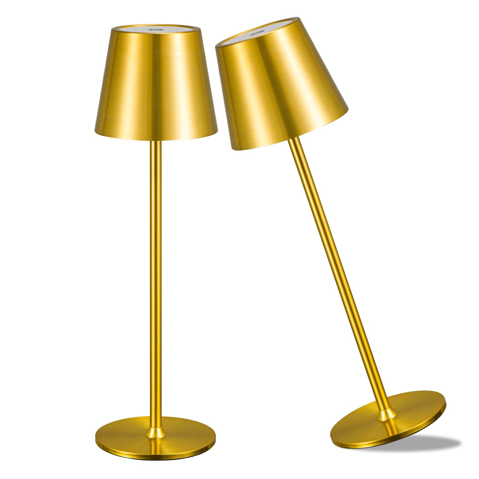 Zoeger 2 Pack Cordless Table Lamp,Portable LED Desk Lamp, 6000mAh Battery Operated, 3 Color Stepless Dimming Up, for Restaurant/Bedroom/Bars/Outdoor Party/Camping/Coffee Shop Night Light(Gold)