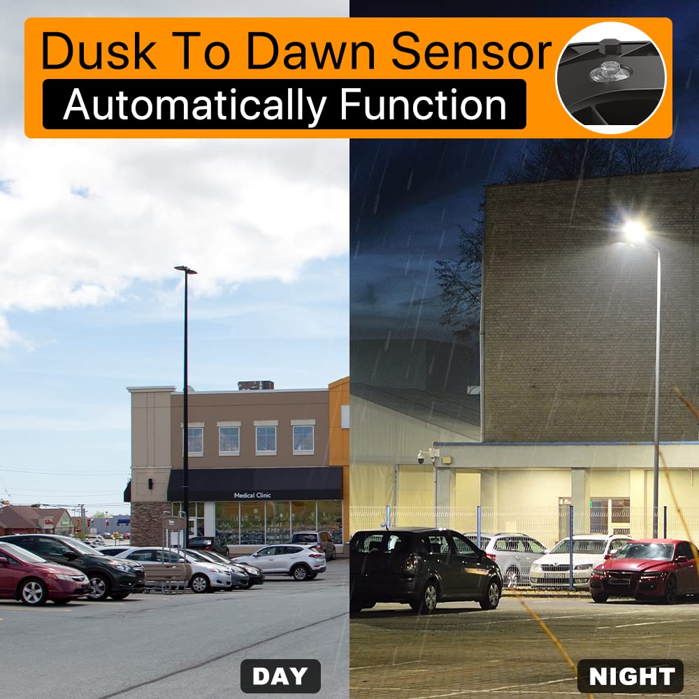 Demilare 150W Parking Lot Lights 3Pack 22500Lm 5000K Led Shoebox Light Slip Fitter Dusk To Dawn Pole Light Outdoor Ip65 Waterproof 120-277V Commercial Street Area Lighting For Driveways, Parking Lot