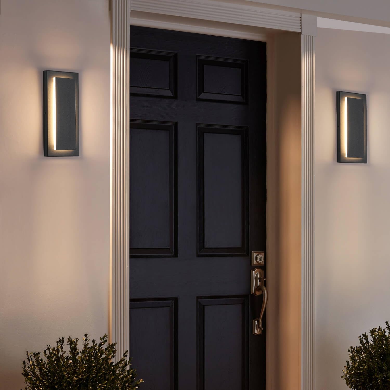 Tewei 2 Pack Modern Led Outdoor Wall Lights, Black, 3000K Warm White, Sconce Lighting Fixtures