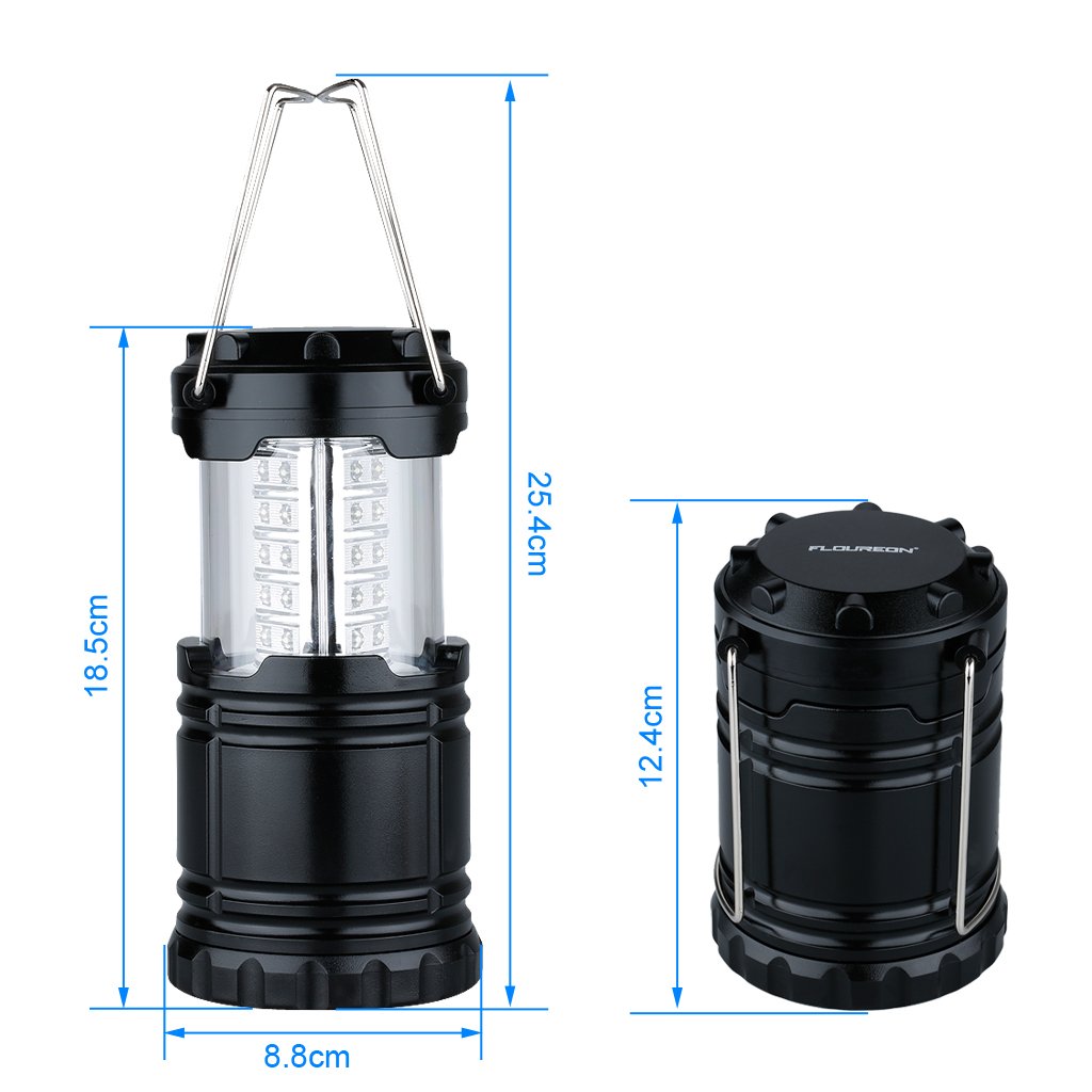 Lightahead Portable Outdoor LED Camping Lantern Set of 4, Collapsible, Black, Model LA-4S7031-NOBAT