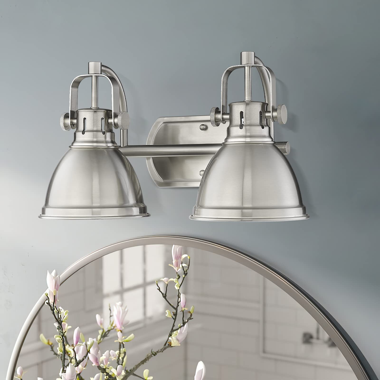 Emliviar 2-Light Vanity Lights, Modern Bathroom Light Fixture With Metal Shade, Brushed Nickel Finish, 4054-2W Bn
