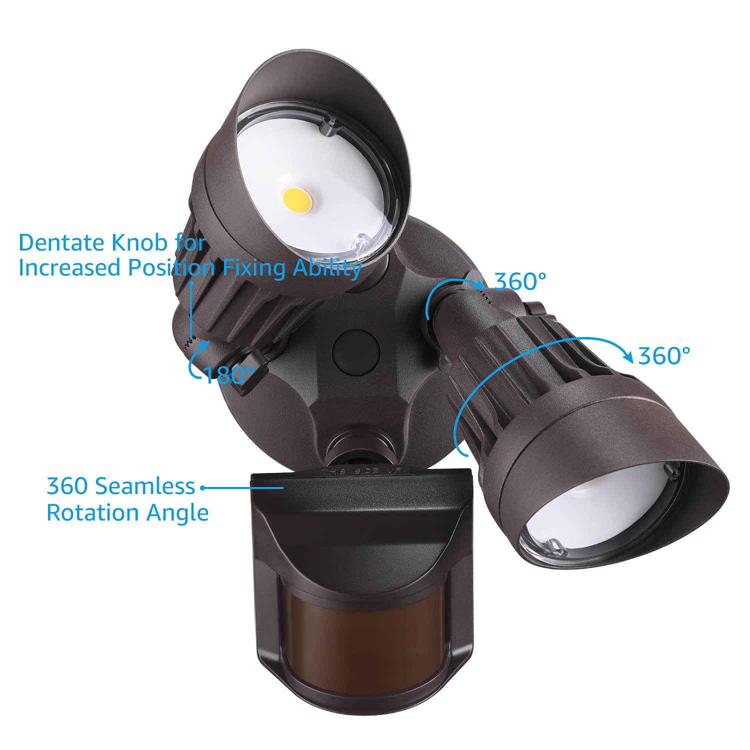 Leonlite Cob Led Security Light, Motion Sensor Flood Lights Outdoor, Aluminum, 3 Modes Motion Detector+Dusk To Dawn+Switch Control, 100-277V, Adjustable 2-Head, Ip65, 5000K Daylight, Etl, Bronze