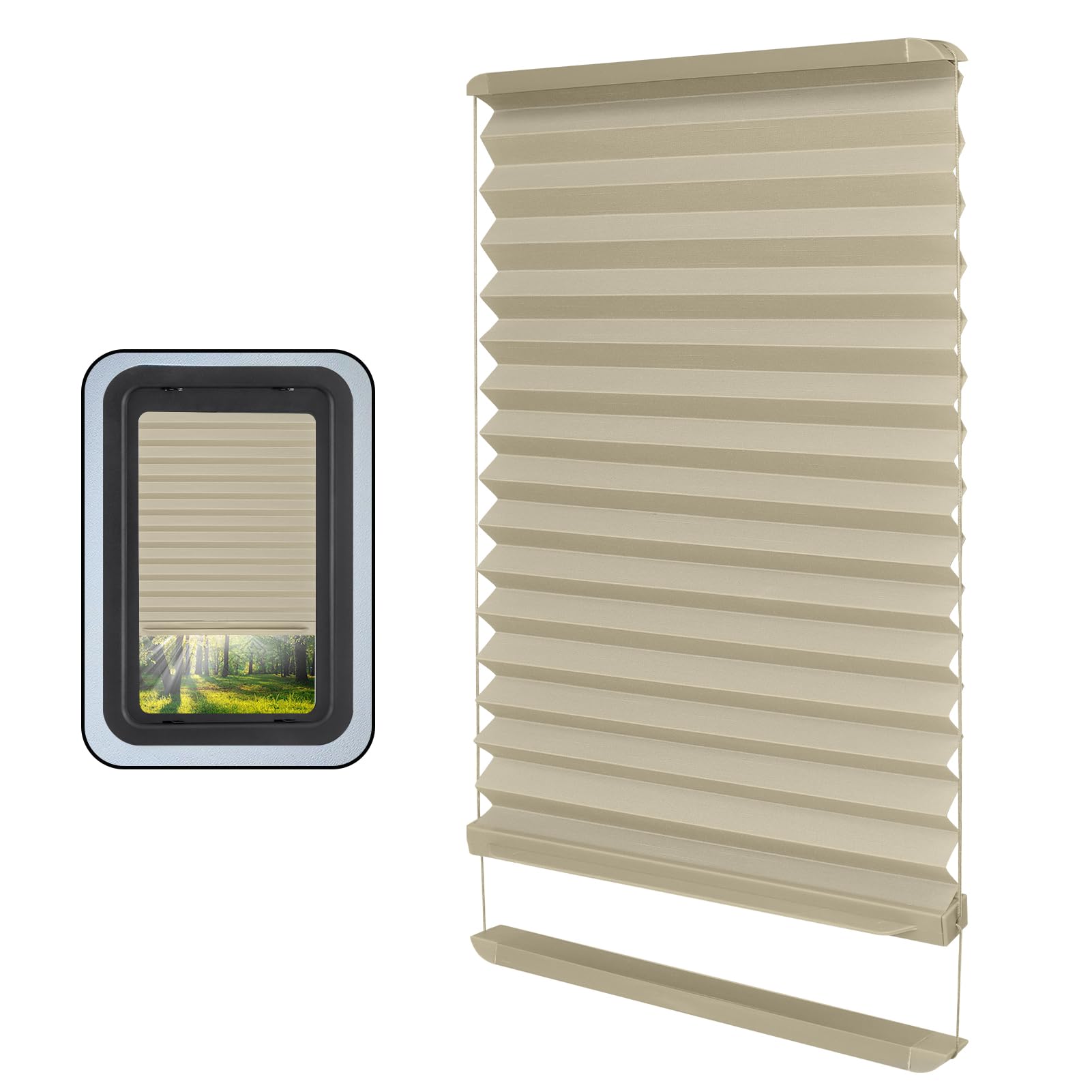 Rv Thin Pleated Shade Replacement Compatible With Lippert Prepped Entry Doors/Thin Shade Ready Lippert Entry Door,Rv Door Window