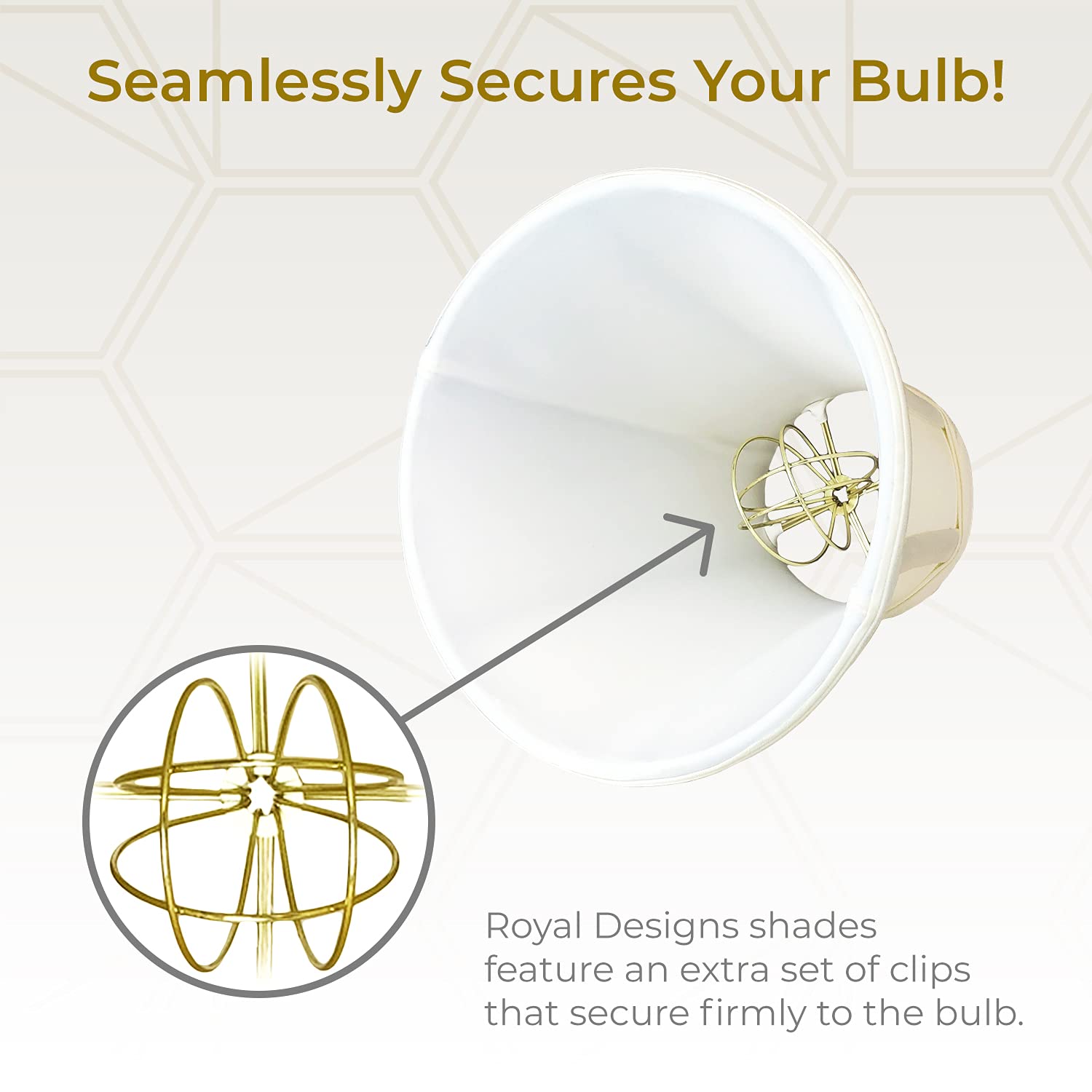 Royal Designs, Inc. True Bell Lamp Shade With Round Clip, Eggshell, 3.75&quot; X 7&quot; X 6.75, Bs-704Rc-7Eg