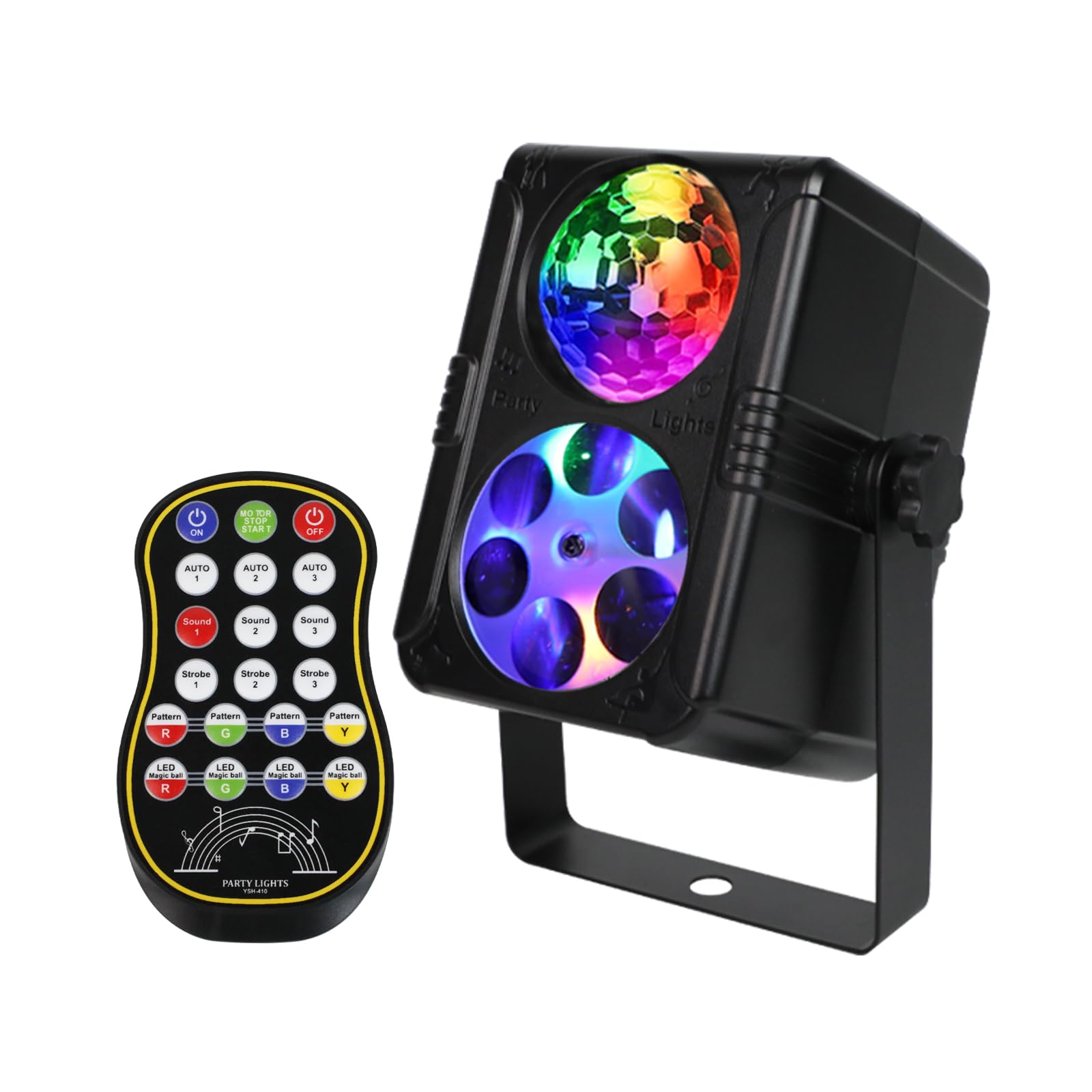 YSH Disco Ball Strobe Stage Lights, Sound Control with Remote, Model YSH-437, Black, for Parties and Events