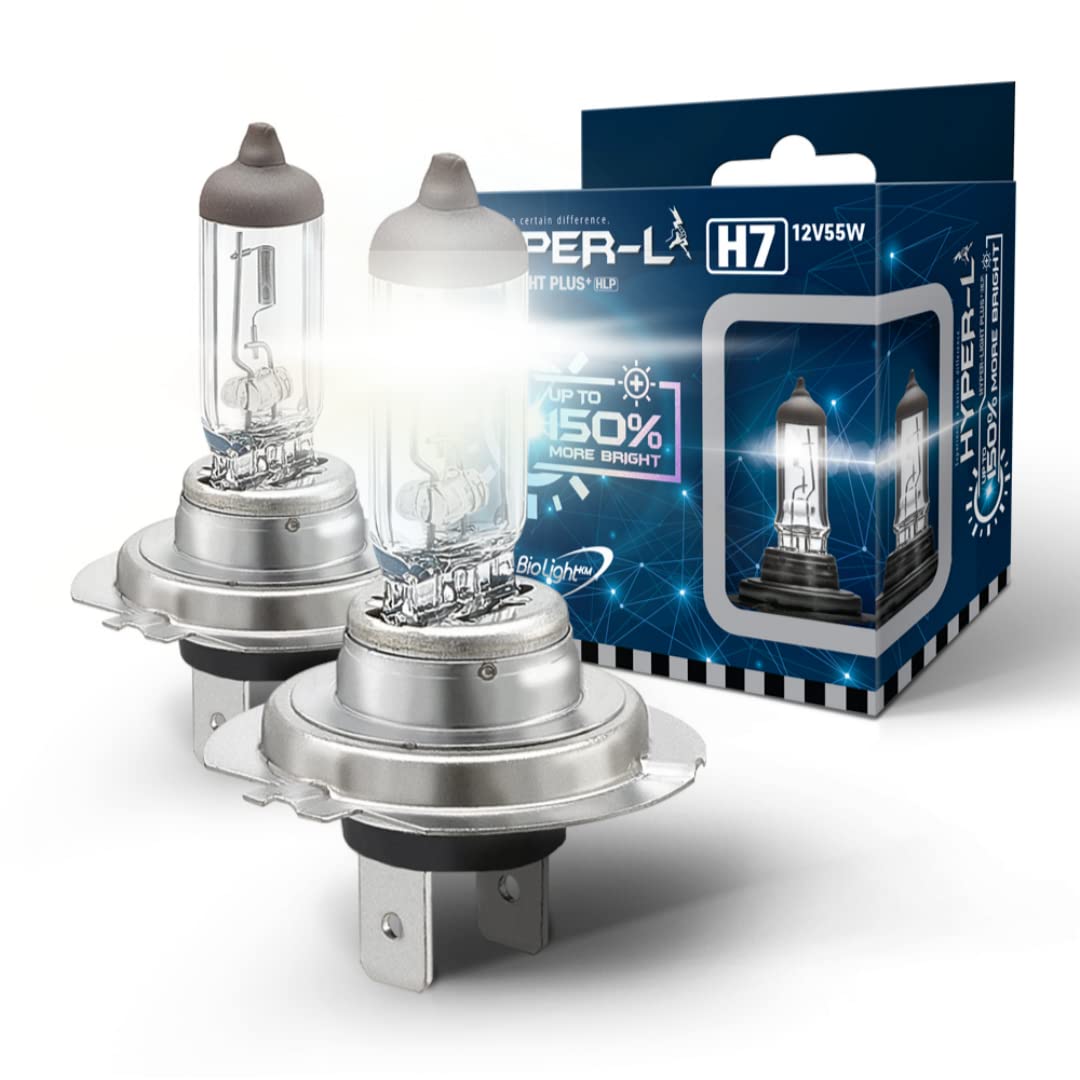 BIOLIGHT KM H7 Hyper-L Plus 150% brighter Fog Beam Replacement Headlight Bulbs, 2 pack