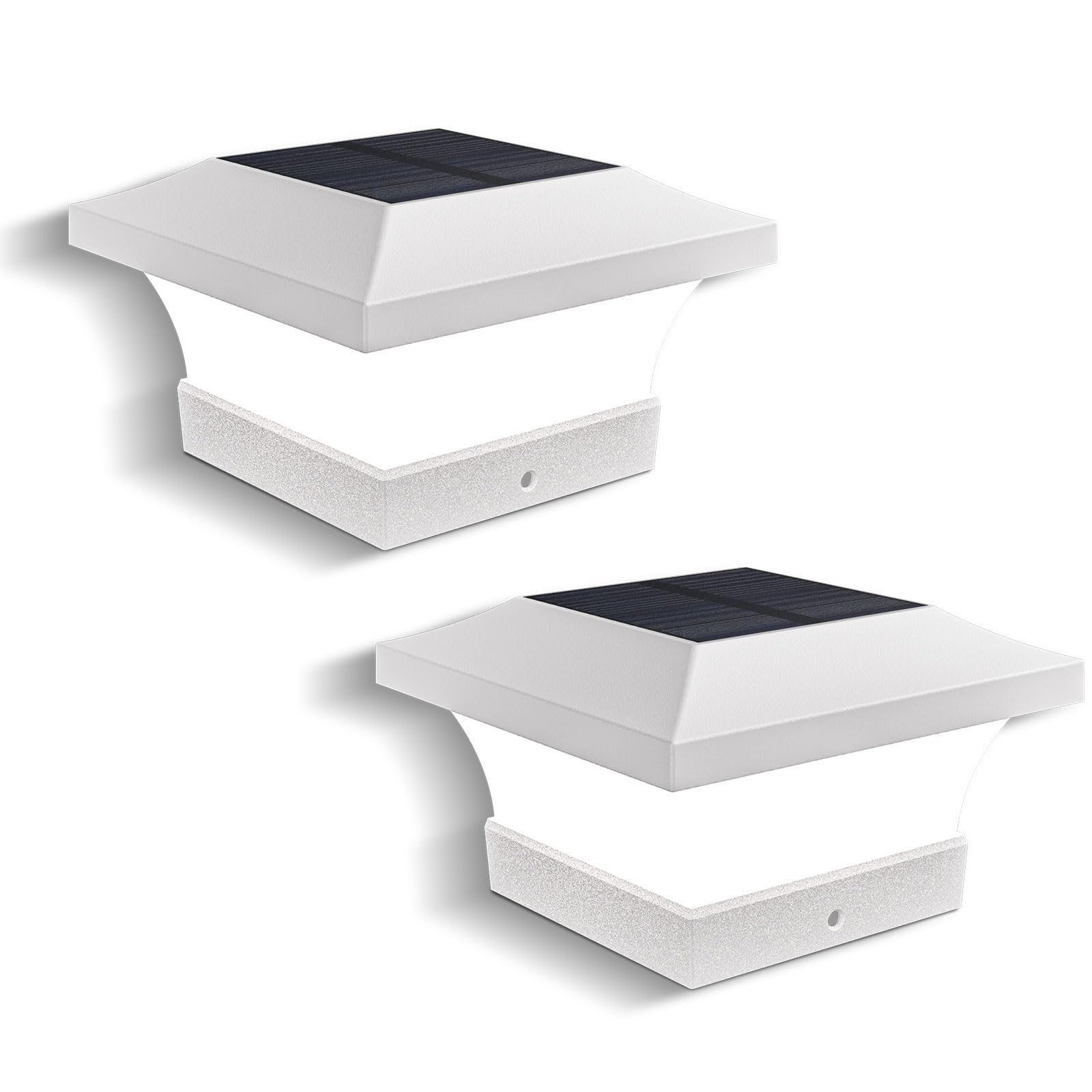 T-SUN Solar Post Cap Lights, Waterproof, 6000K Cool White, 2 Pack, White, for 4x4 Wooden/Vinyl Posts, Model TS-GL0403-W