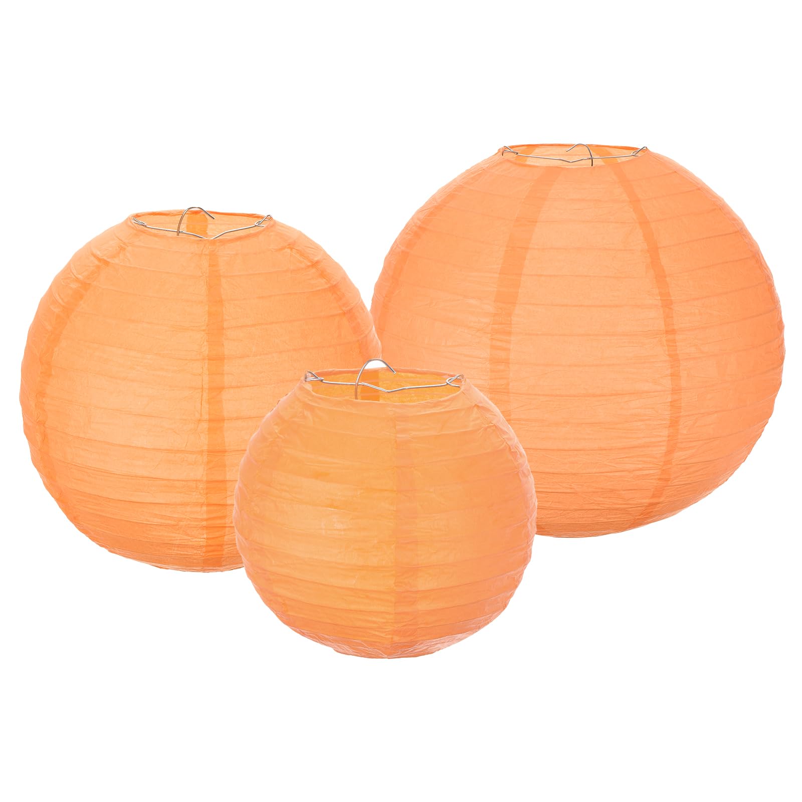 Meccanixity 6Pcs Paper Lanterns Decorative, 6'' 8'' 12'' Orange Round Hanging Lantern Chinese Lanterns For Home Decor, Birthday,