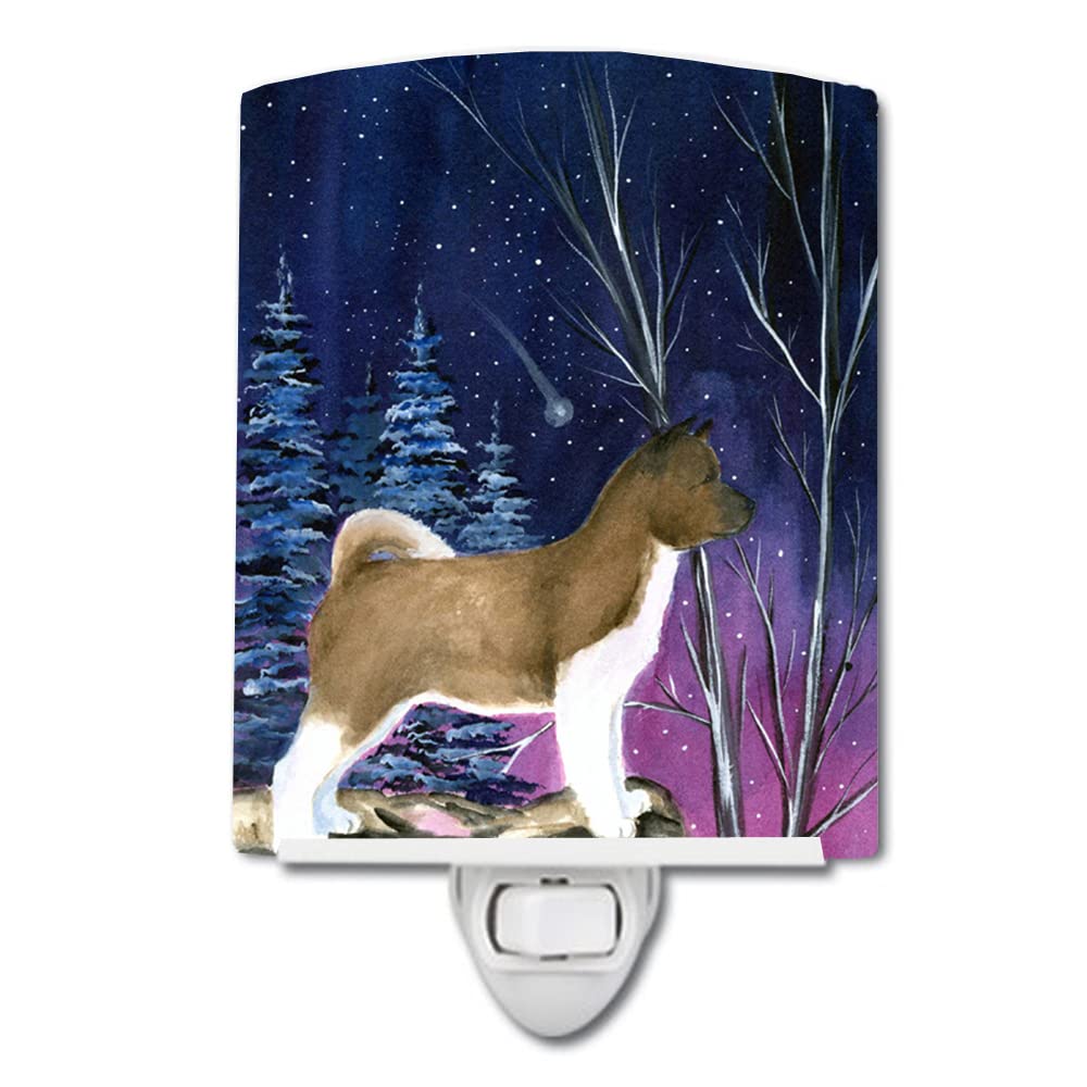 Carolines Treasures Ceramic Night Light, Starry Night Akita, UL-Certified, 6x4x3in, Multicolor, Model SS8352CNL