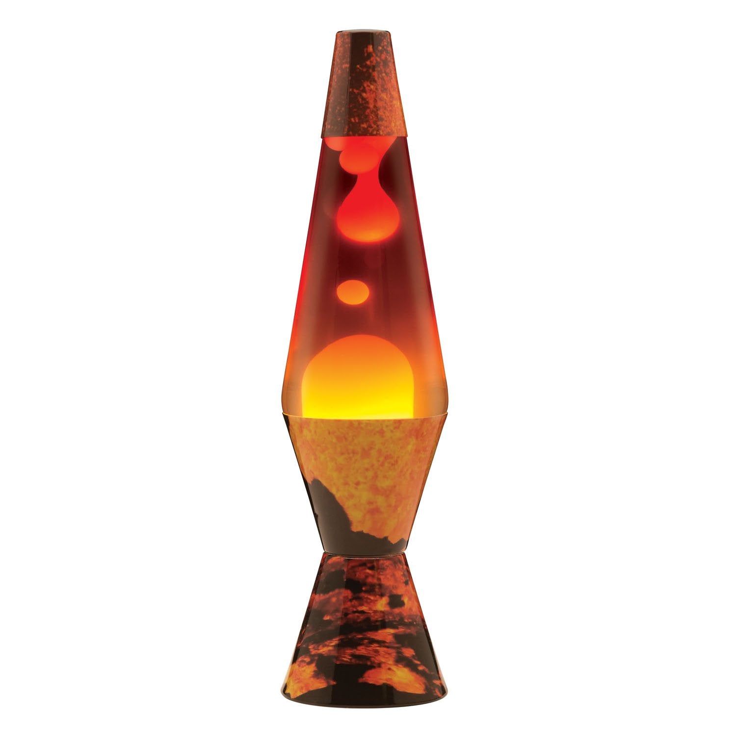 Lava Lamp 2149, 14.5-inch Glass Lava Lamp, Multicolor Volcano Base, Tri-Colored Globe