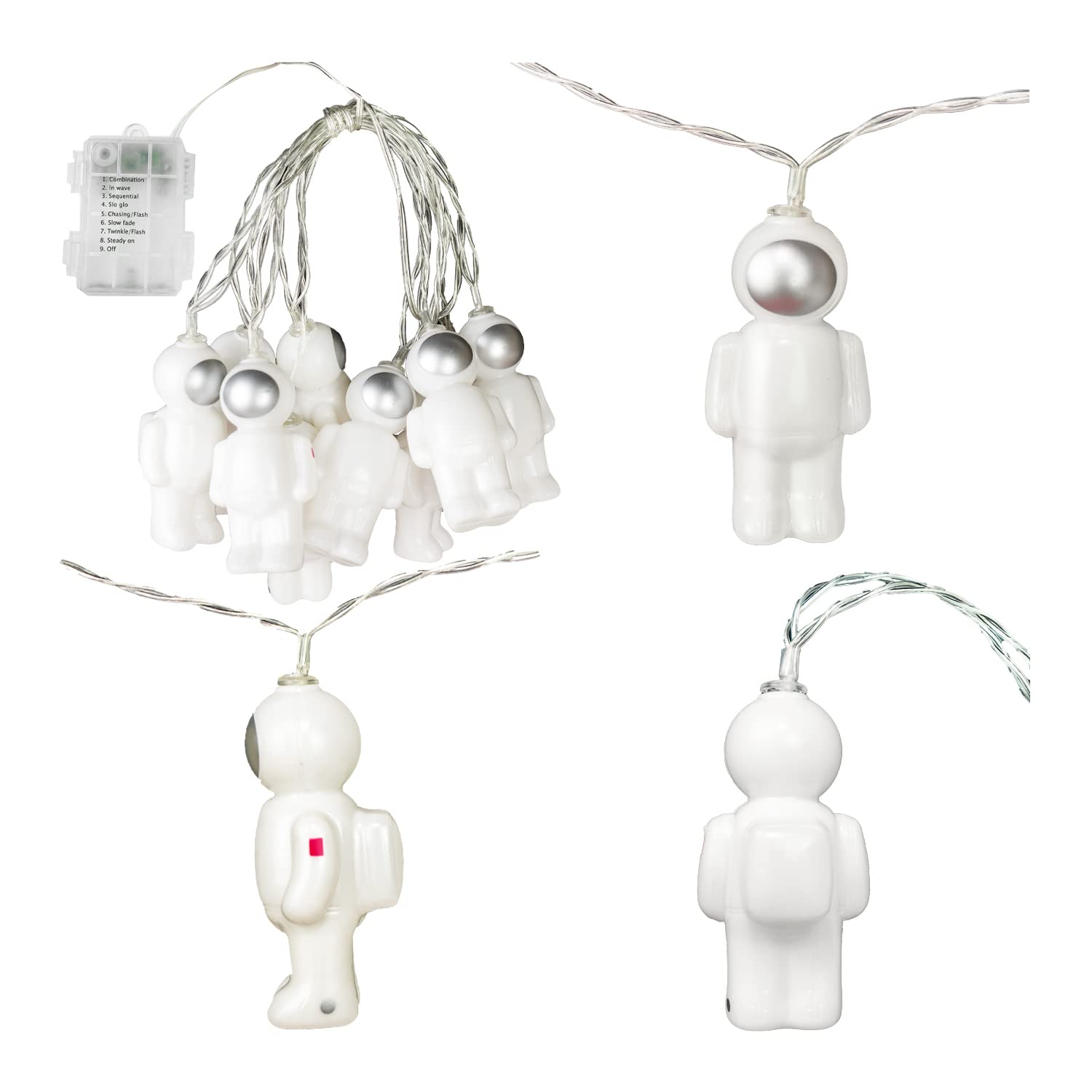 Yeamar Astronaut Pendants String Lights 20 Led 14Ft Holiday Party Lights Wall Window Nursery Or Kids Room Decor Around The Garden Birthday Boy Room Decor (8Mode)