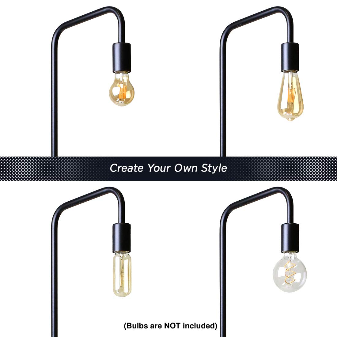 O'Bright Industrial Floor Lamp, 100% Metal, UL Certified E26 Socket, Minimalist Design, Black, Model OB-FL03L
