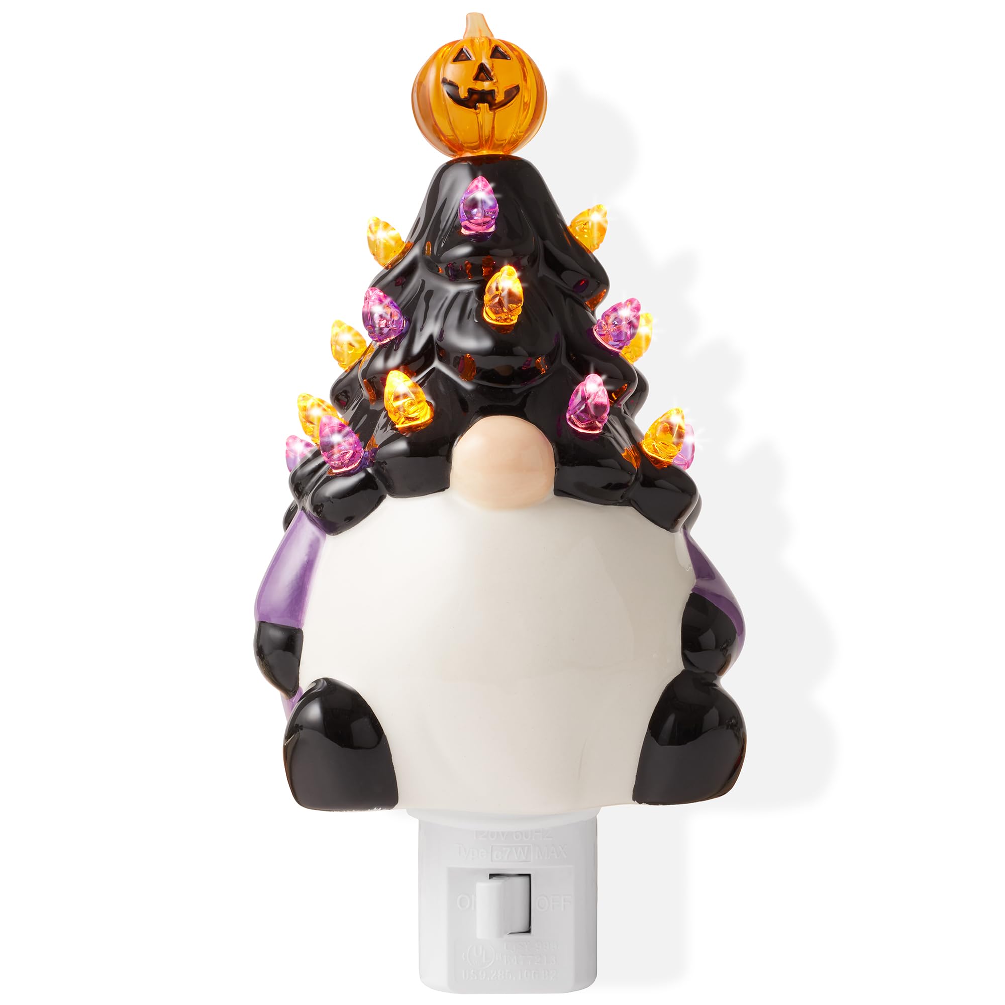 Casafield Ceramic Christmas Tree Night Light - Gold Plug-in Vintage Christmas Decorative Night Light with 28 Bulbs and Star Topp