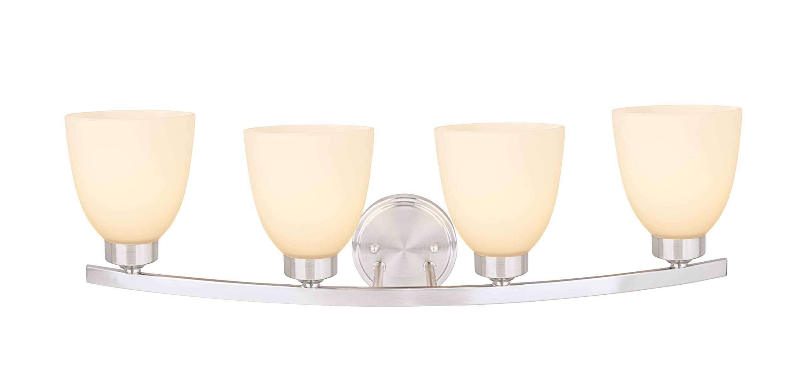 Aspen Creative Four-Light Metal Bathroom Vanity Wall Light Fixture 28-3/4in Satin Nickel Model 62205-1