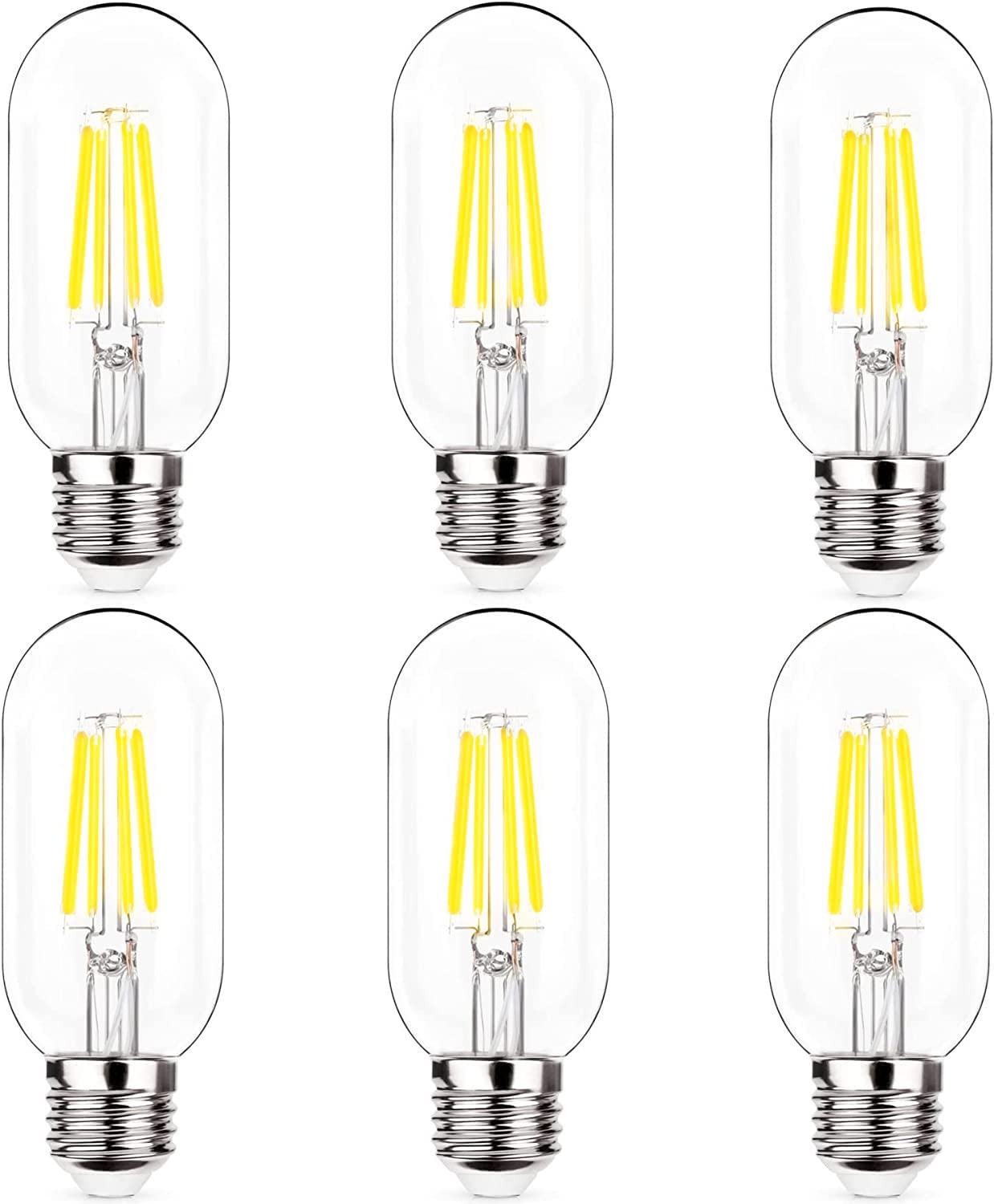 Notoc E26 Led Light Bulb 4W,Equivalent 40W,T14/T45 Tubular Light Bulb Non Dimmable 5000K Daylight White,Antique Clear Edison Fil