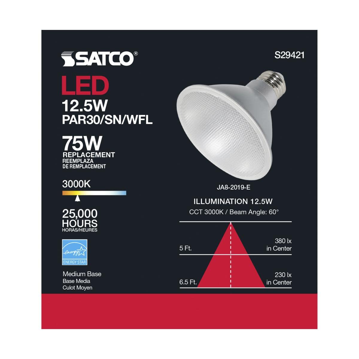 Satco LED Bulb PAR30 13W 3000K Copper Short Dimmable 6 Count Pack