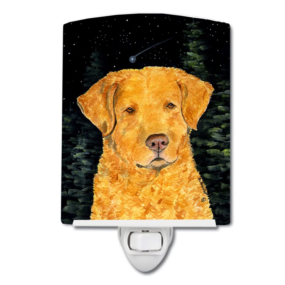 Caroline'S Treasures Ss8487Cnl Starry Night Chesapeake Bay Retriever Ceramic Night Light Compact, Ul-Certified, Ideal For Bedroom, Bathroom, Nursery, Hallway, Kitchen, 6X4X3, Multicolor