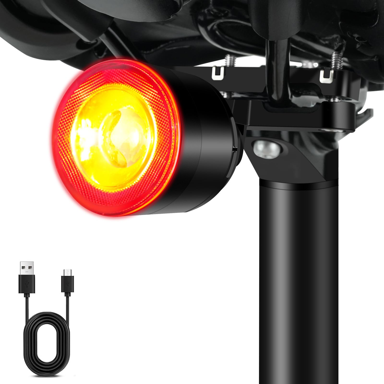 Cruxer Ultra Bright Bike Tail Light 200 Lumen USB-C Rechargeable IP66 Waterproof Black