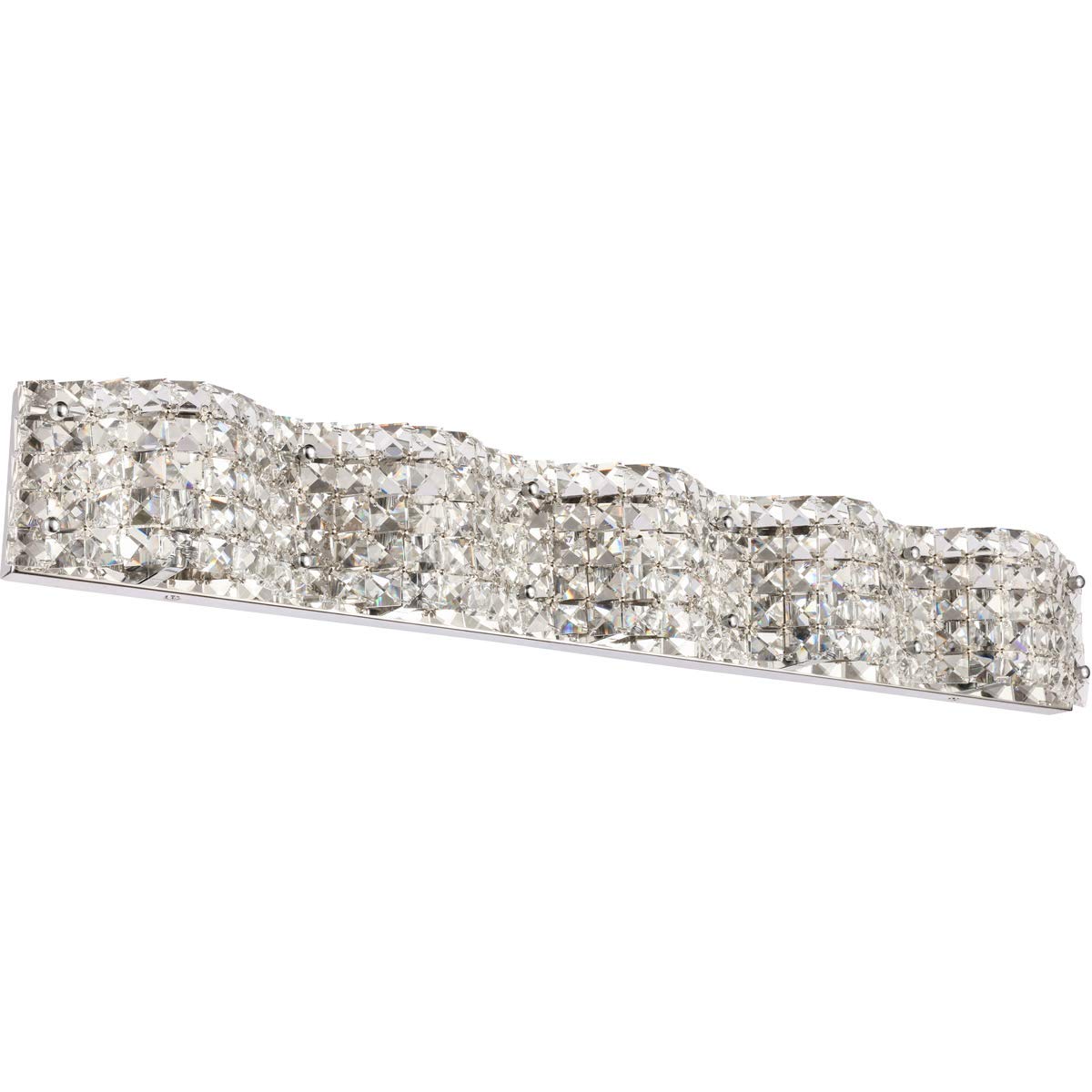 Living District Ollie Mid-Century Modern 5 Light Entryway and Bathroom Wall Sconce in Chrome and Clear Crystals