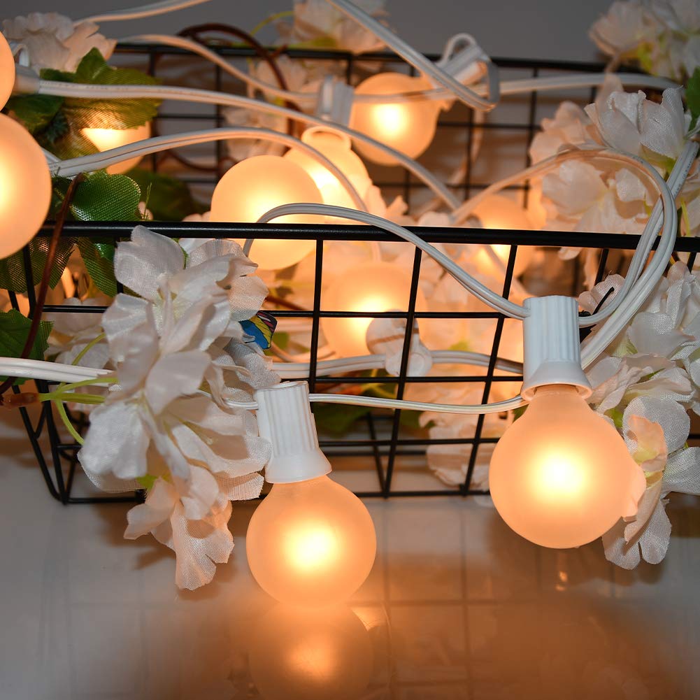 GOOTHY 25FT Outdoor String Lights, G40 Frosted White Globe, 27 Warm White Bulbs, UL Listed for Patio, Garden, Wedding, Christmas Decor