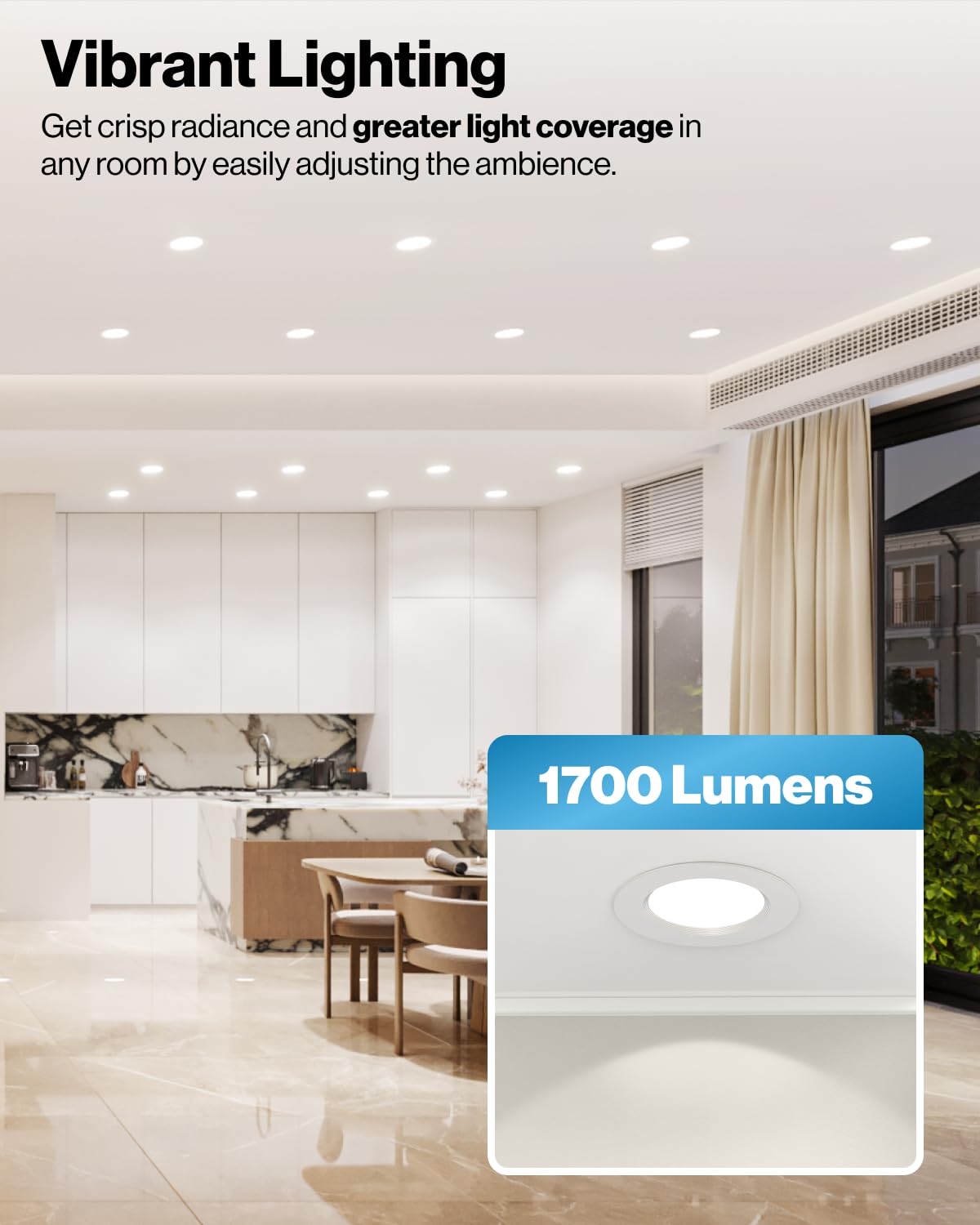 Sunco 4 Pack Led Recessed 6 Inch, High Brightness 1700 Lm, Selectable Cct 2700K/3000K/4000K/5000K/6000K, Dimmable Can Lights, Baffle Trim, 17W=120W, Damp Rated, Retrofit Installation - Ul