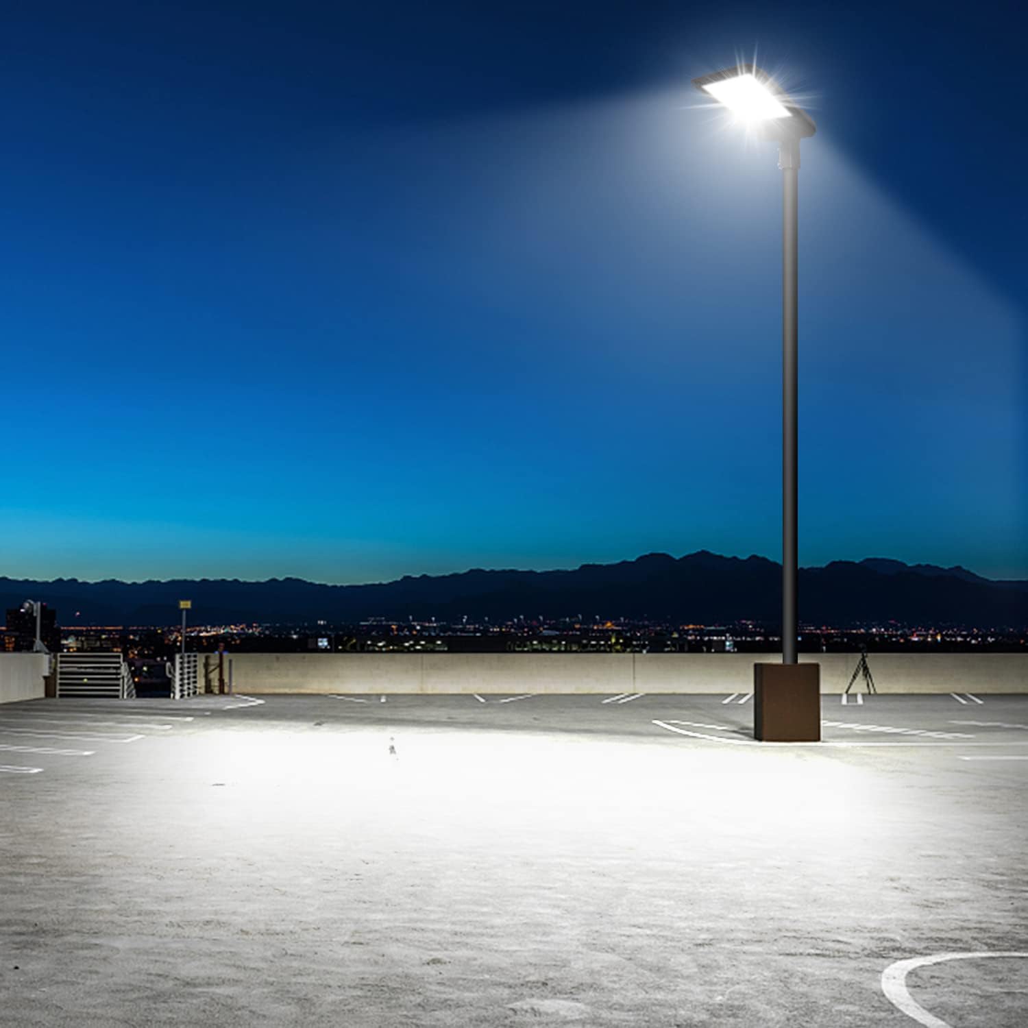 Biritalo 300W Led Parking Lot Light - 45000Lm Dusk To Dawn Floodlights, 5500K, Ip65 Waterproof, 3 Pack, Aluminum, Model 150