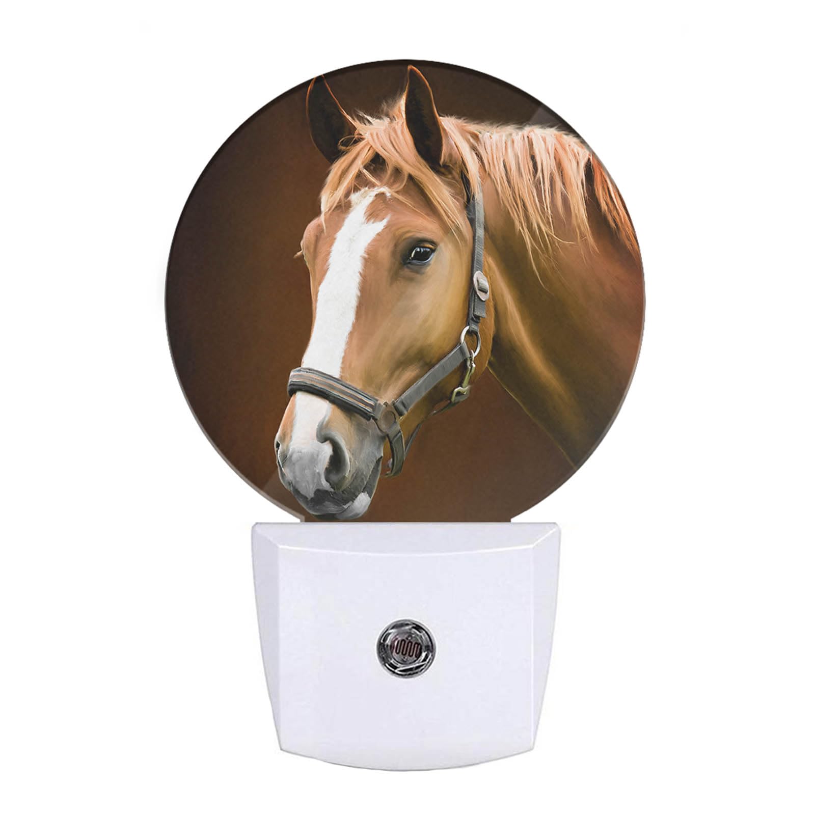 EKOBLA Watercolor Horse Night Light Brown Horse Wild Life Animal Night Lights Plug into Wall Home Auto Sensor LED Dusk to Dawn L