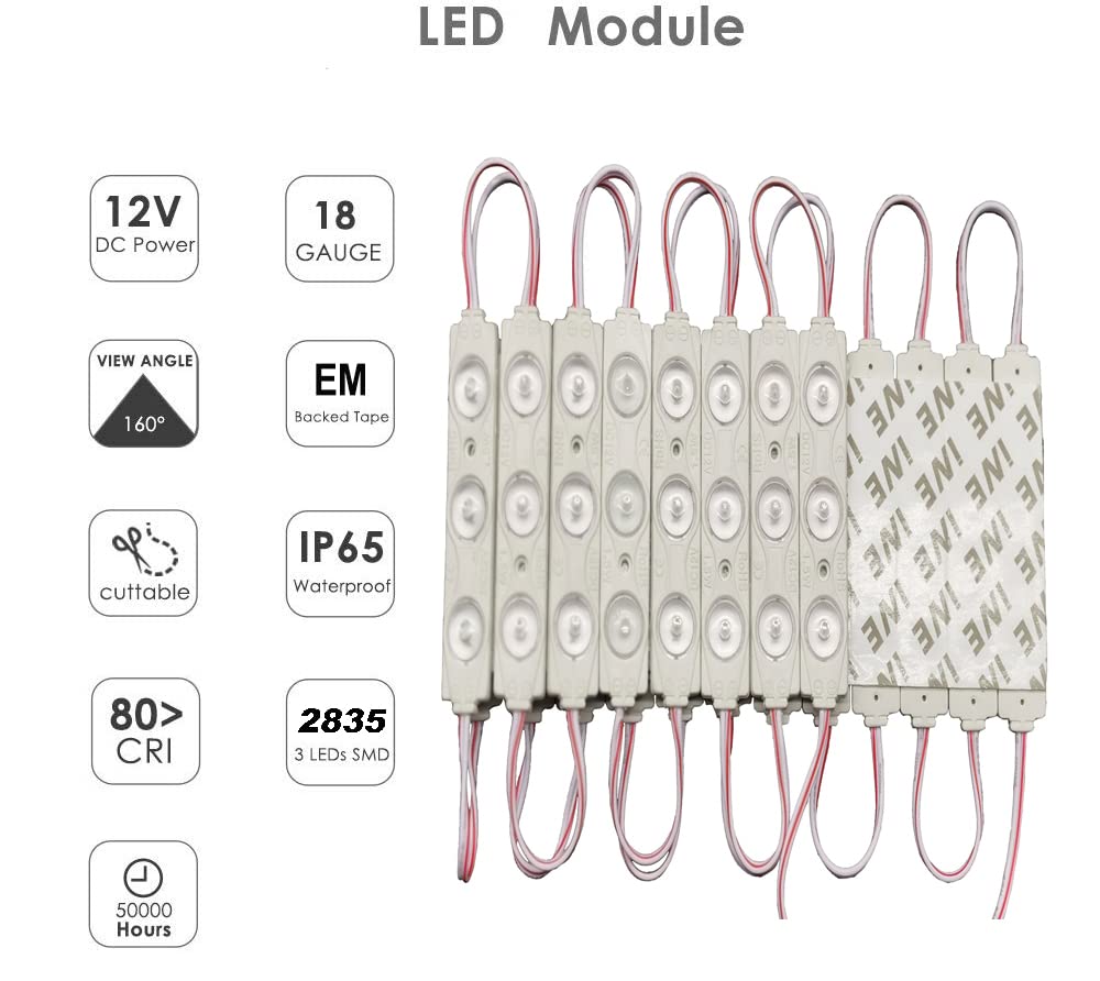 Aooyuanke Led Module, 20Pcs 9.8 Ft 2835 Smd 150Lm Per Led Module Ip65 Waterproof Decorative Light For Christmas Inflatables Lett