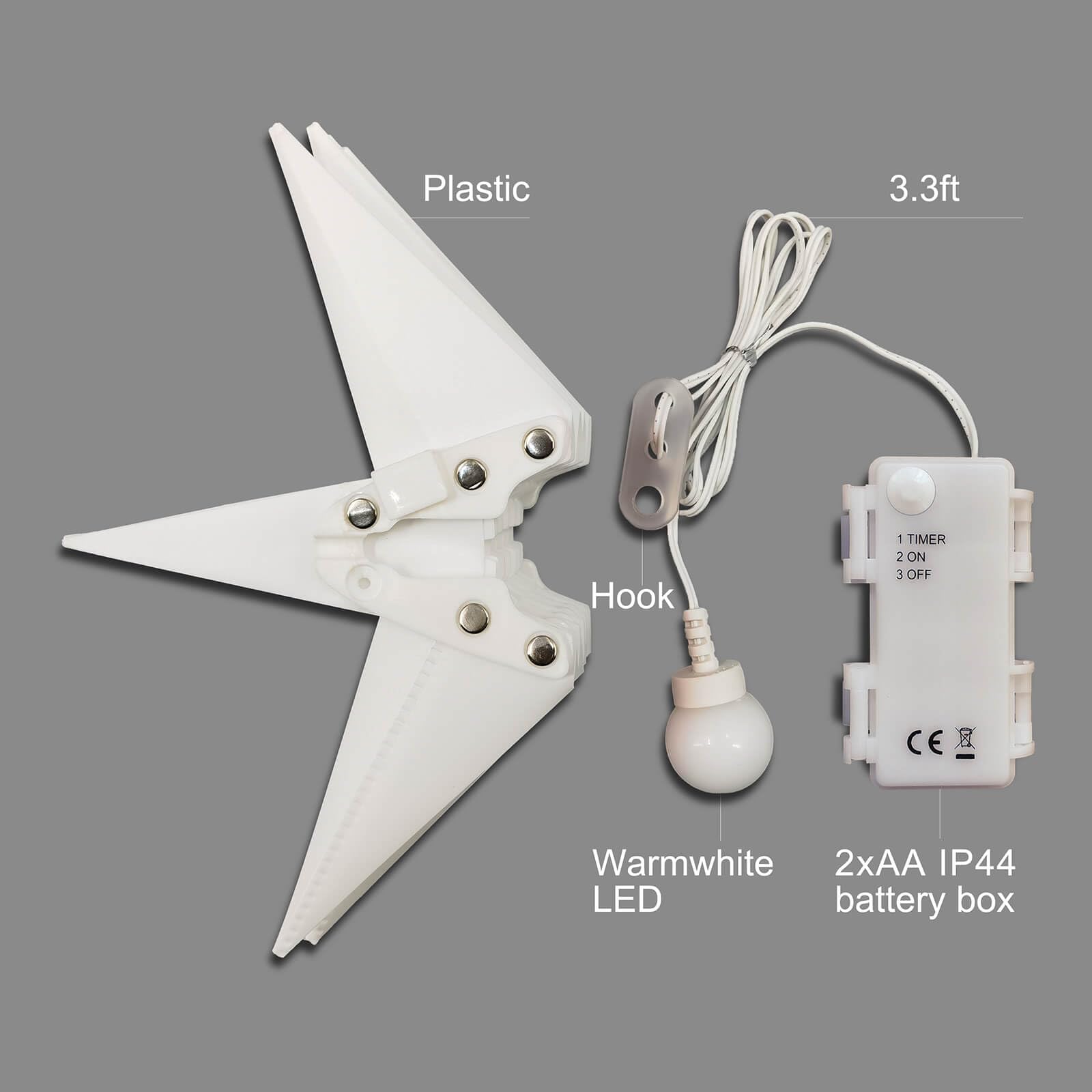 Leejec 9.4" Moravian Star Outdoor Light, Warm White LED, Battery Operated, Remote Control, 4-Pack, Plastic Décor