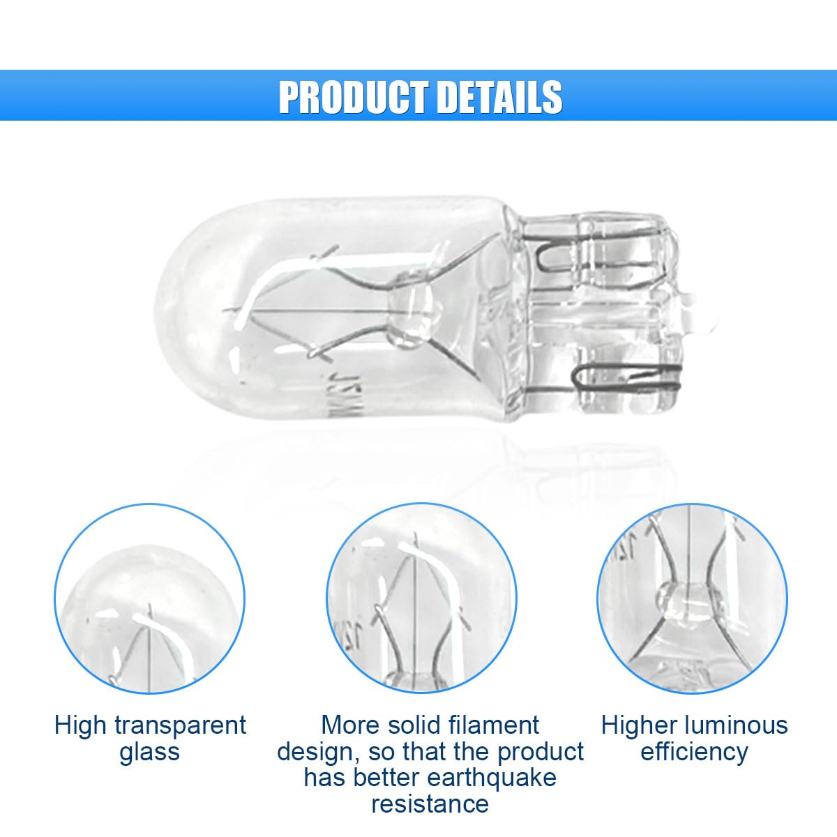 10 Pcs T10 12V 5W Car Flat Foot Mini Lights  Car Brake Light Turn Light Bulbs  Quartz Glass Instrument Lights  Halogen Width Indicator Lights  Auto Lighting Replacement Accessories (T10)