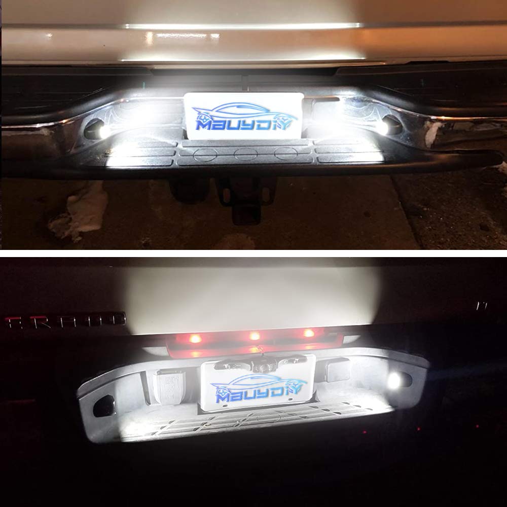 MbuyDIY LED License Plate Light Lamp Assembly, Black Housing, 6000K White, Compatible with 1999-2013 Chevy/GMC, Pack of 2