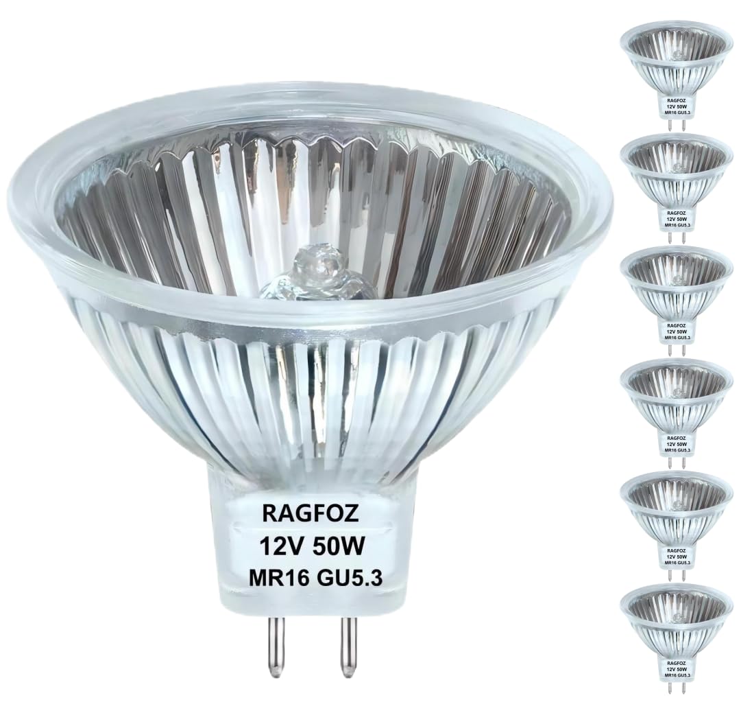 Ragfoz Mr16 Halogen Bulb 12V 50W,Halogen Light Bulbs 2 Pin 50W 12V, Gu5.3 Track Light Bulbs For Landscape Lights, Track Lights, 