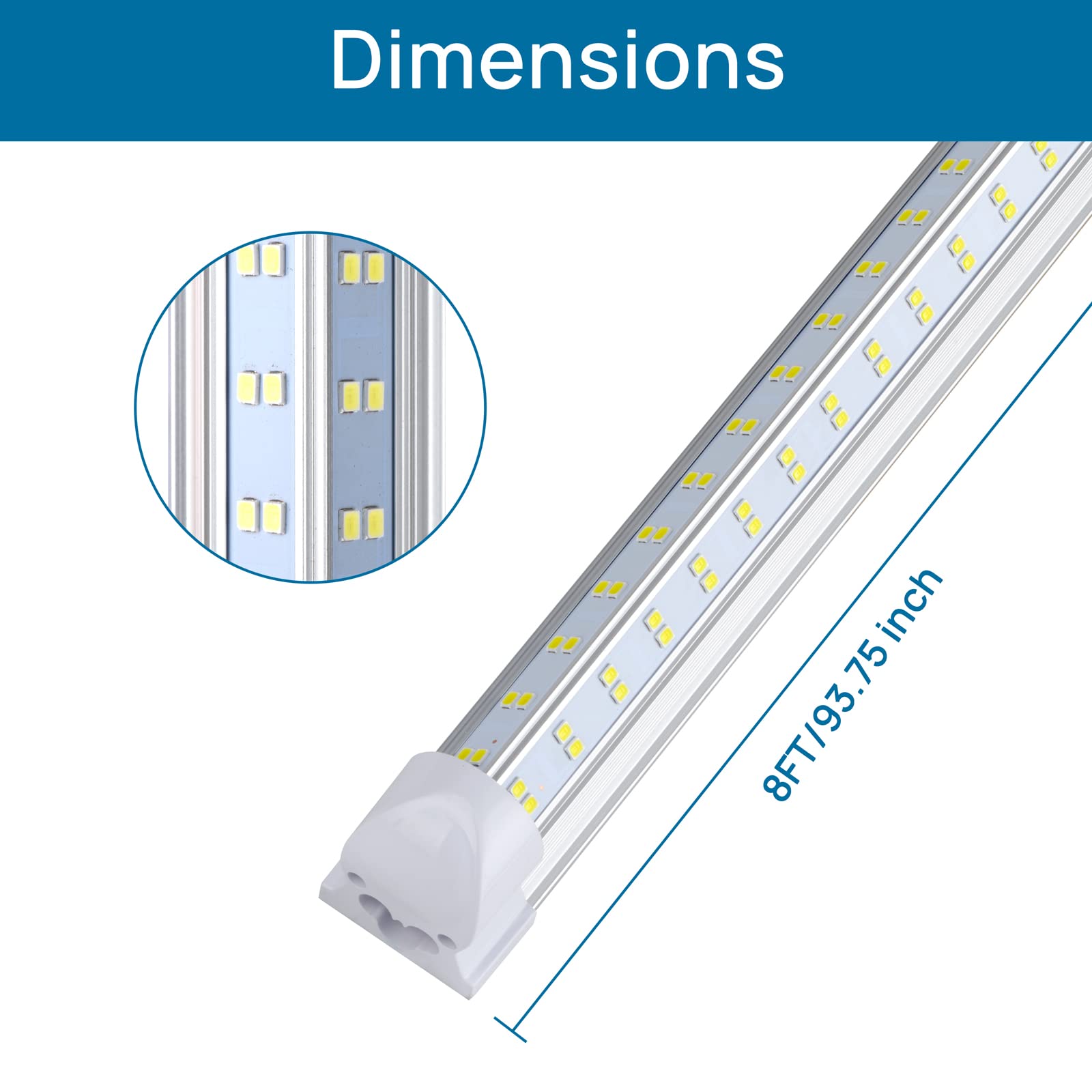 Douyidou (12-Pack) 8Ft Led Shop Light Fixture, 100W 15000Lm 6000K, Cold White, V Shape, Clear Cover, Hight Output, Linkable Shop Lights, T8 Led Tube Lights For Garage 8 Foot With Plug