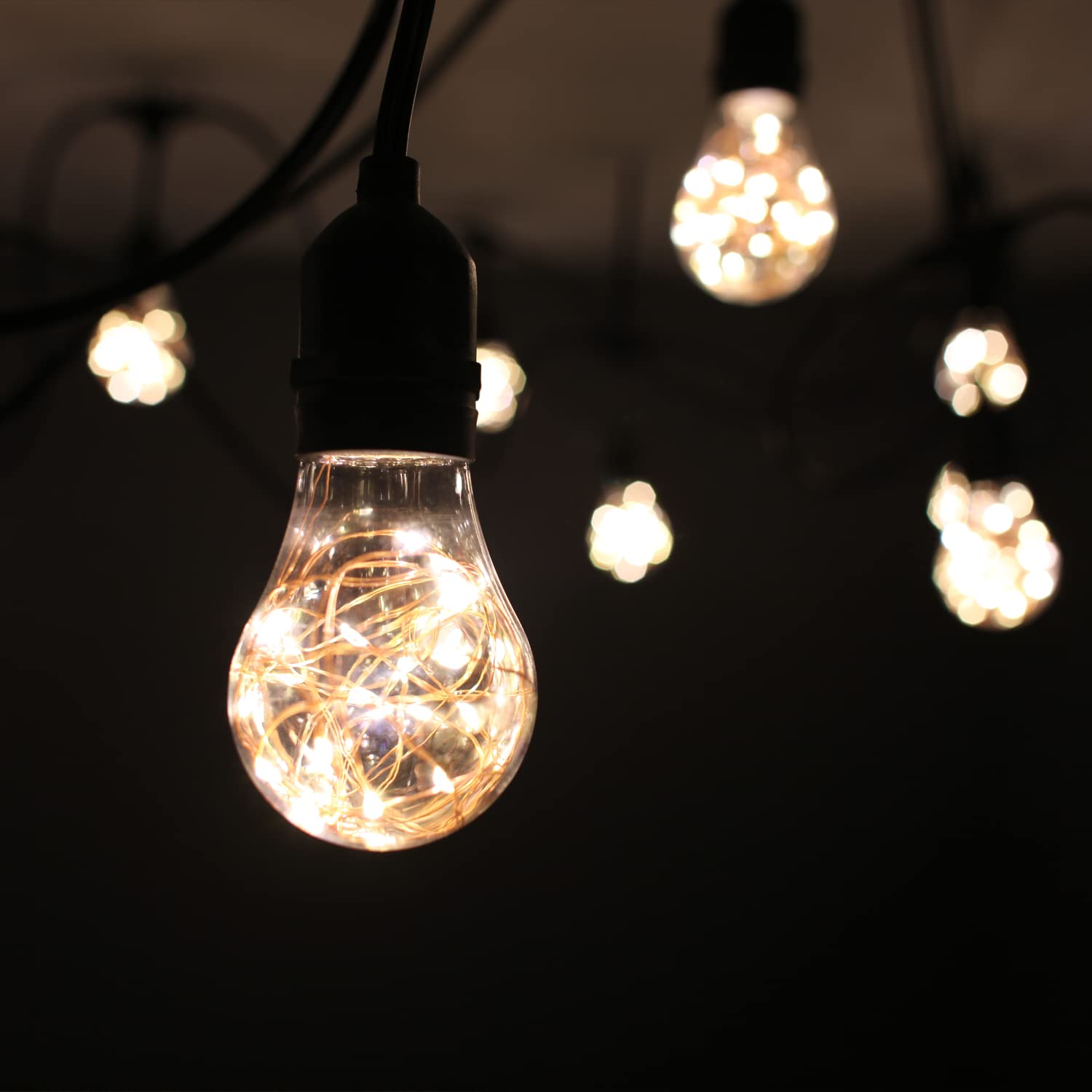 Norb A19 LED Light Bulb 4-Pack - Copper Filament with Tiny Stars, Indoor/Outdoor Use