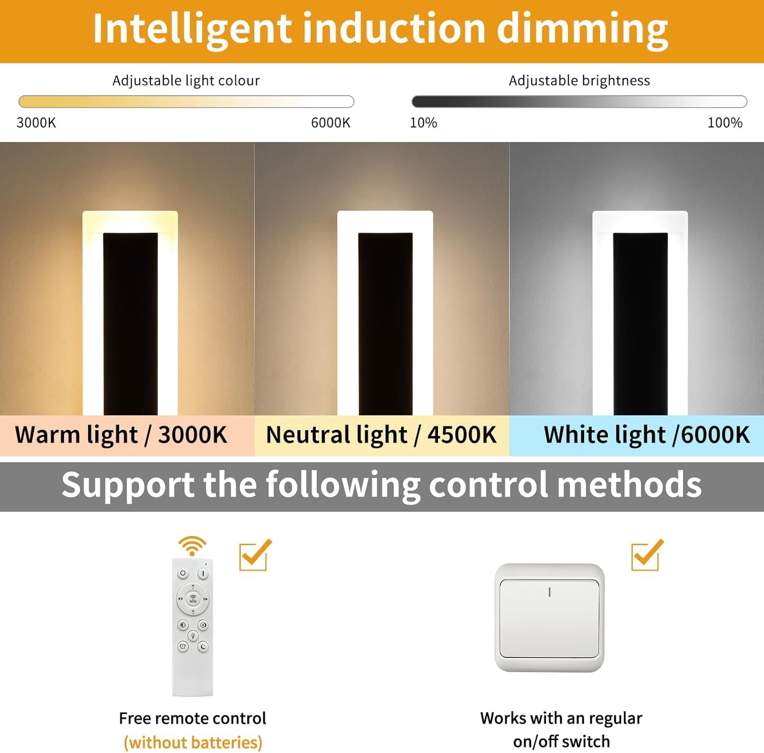 Daoseolo 39.3" Dimmable LED Wall Sconce - Modern Outdoor Light, IP65 Waterproof, Remote Control, Acrylic - 2 Pack