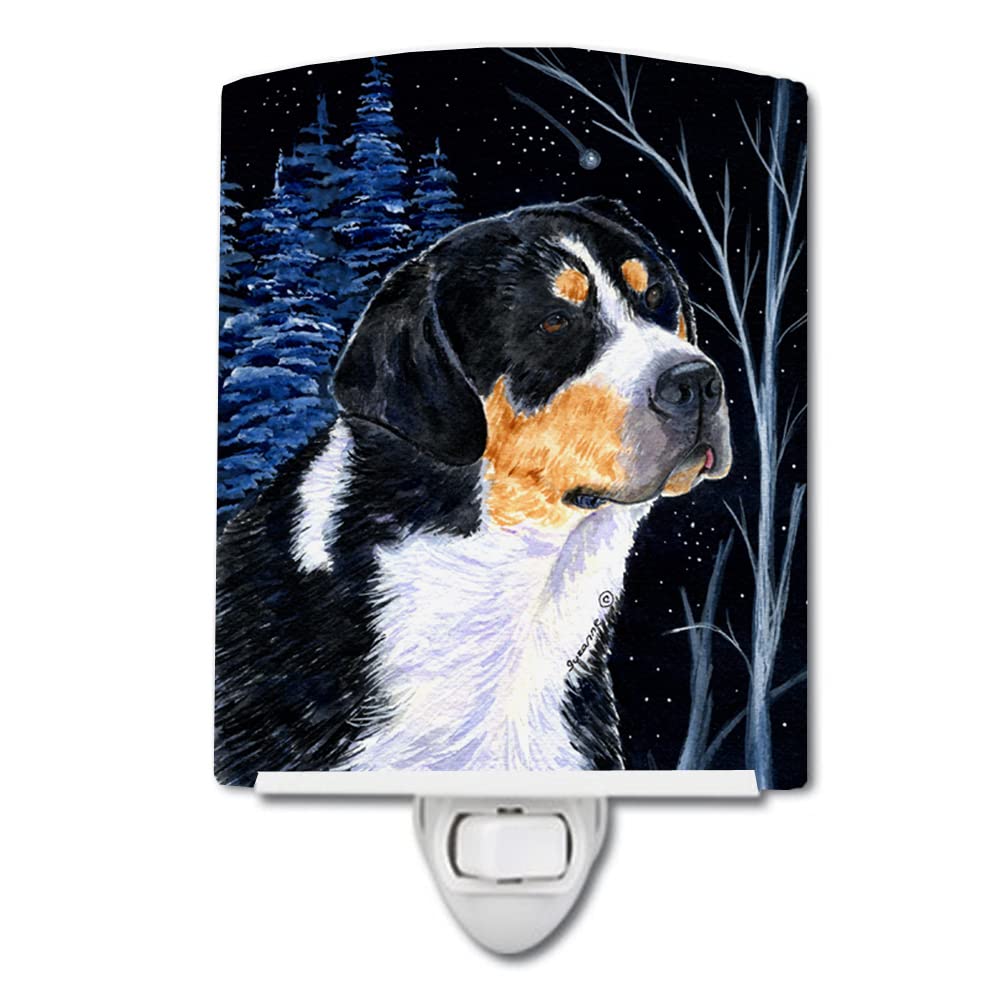 Carolines Treasures Ceramic Night Light, Starry Night Bernese Mountain Dog, 6x4x3in, Multicolor, Model SS8393CNL