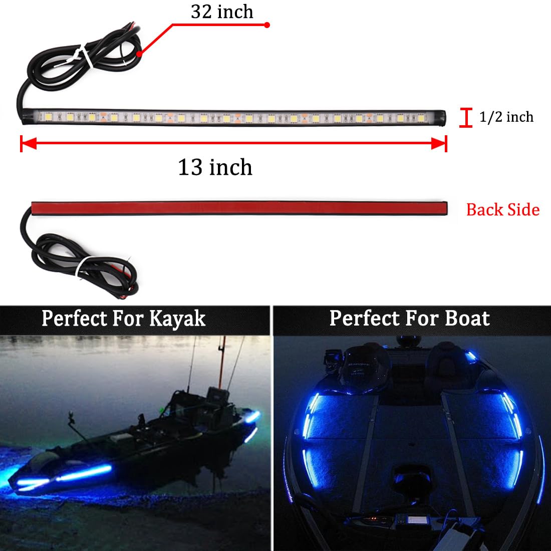 Botepon LED Navigation Lights for Boats, IP67 Waterproof Red and Green Bow Lights, Model 2718339, Blue