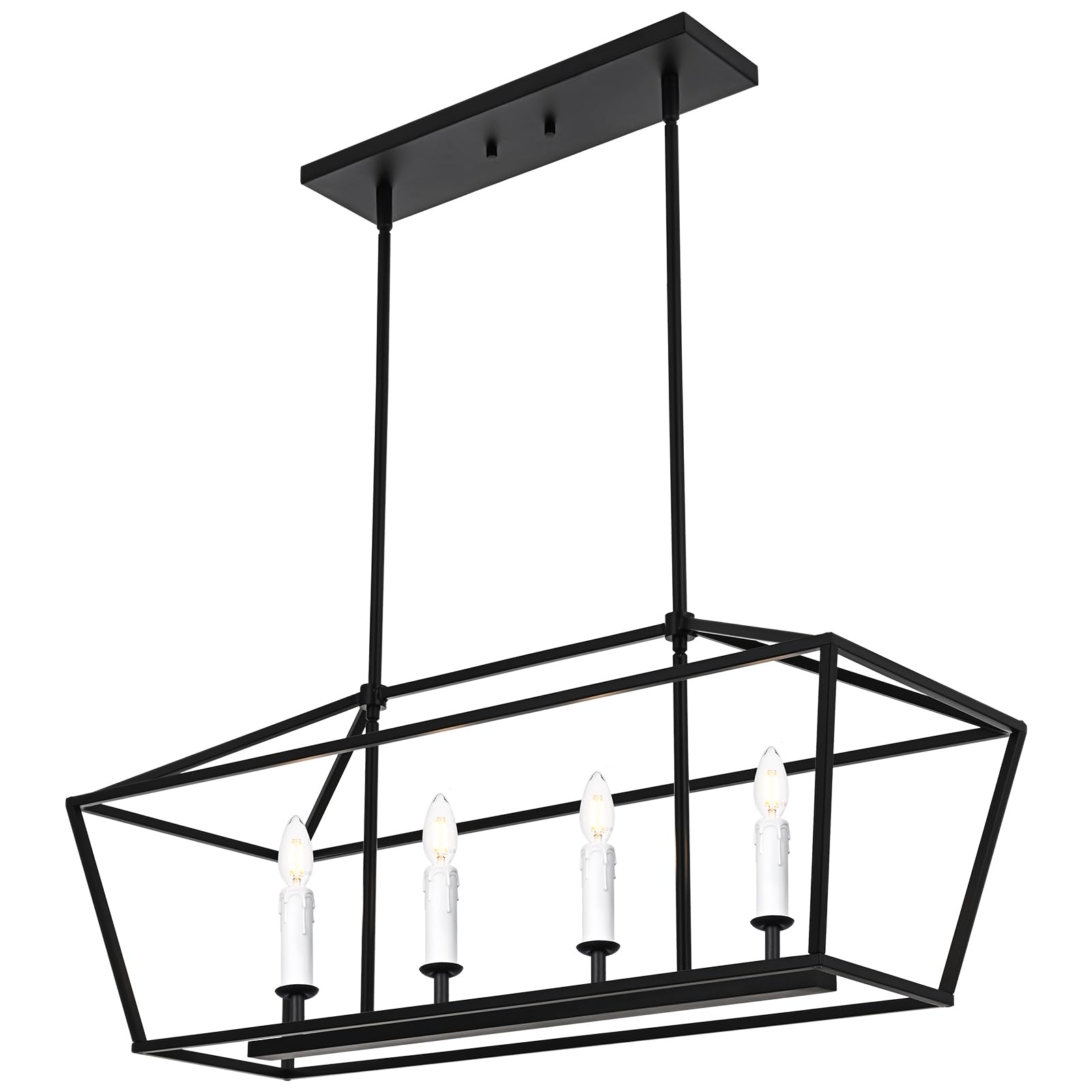 Winshen 4-Light Kitchen Island Lighting  Modern Black Dining Room Chandelier Over Table Pendant Light Fixture  E12 Bulb Base