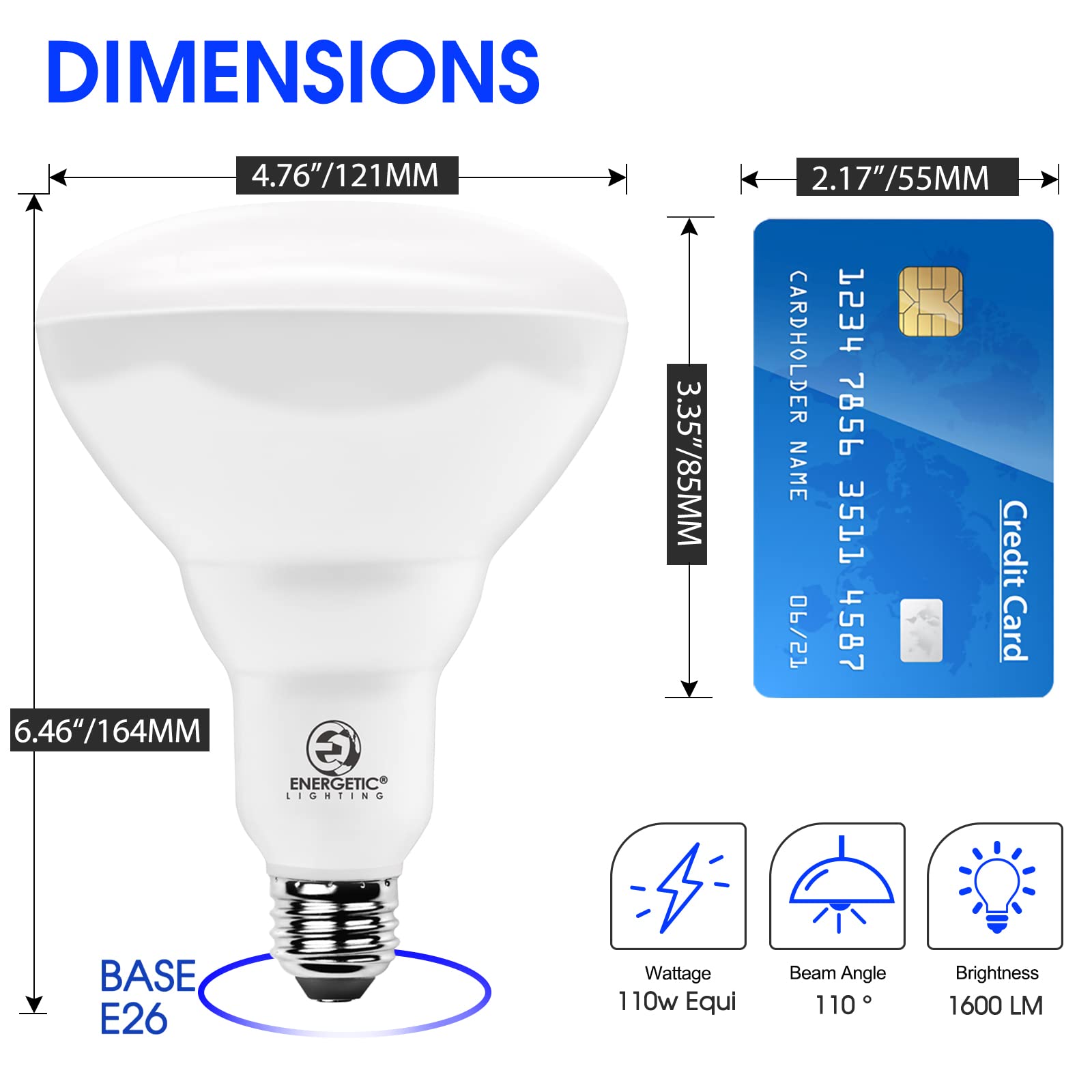 ENERGETIC SMARTER LIGHTING BR40 LED Recessed Light Bulbs, 14W Dimmable, 1600 Lumens, Warm White 3000K, 6 Pack