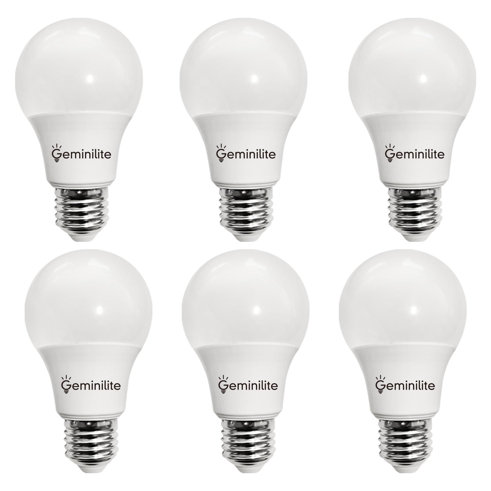 Geminilite A19 Led Light Bulbs 60 Watt Equivalent, E26 Base 6500K Daylight White Standard Light Bulbs, 10W 1000 Lumen, Energy Ef